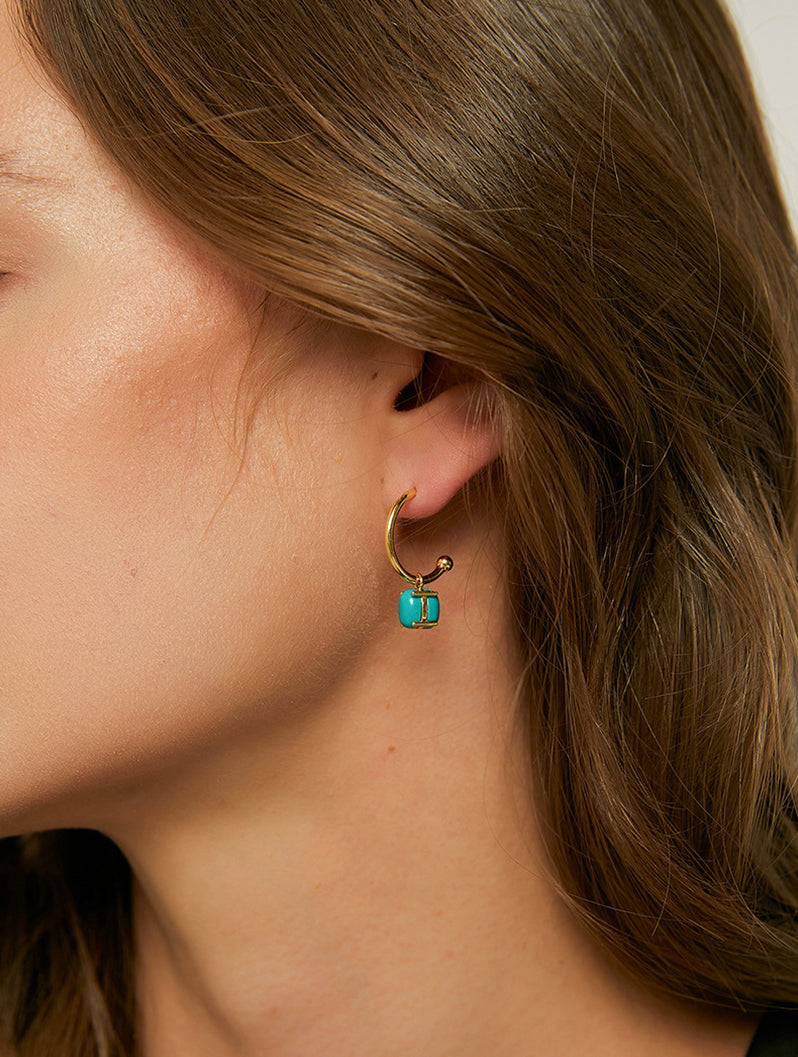 Mismatched Turquoise Hoop Earrings