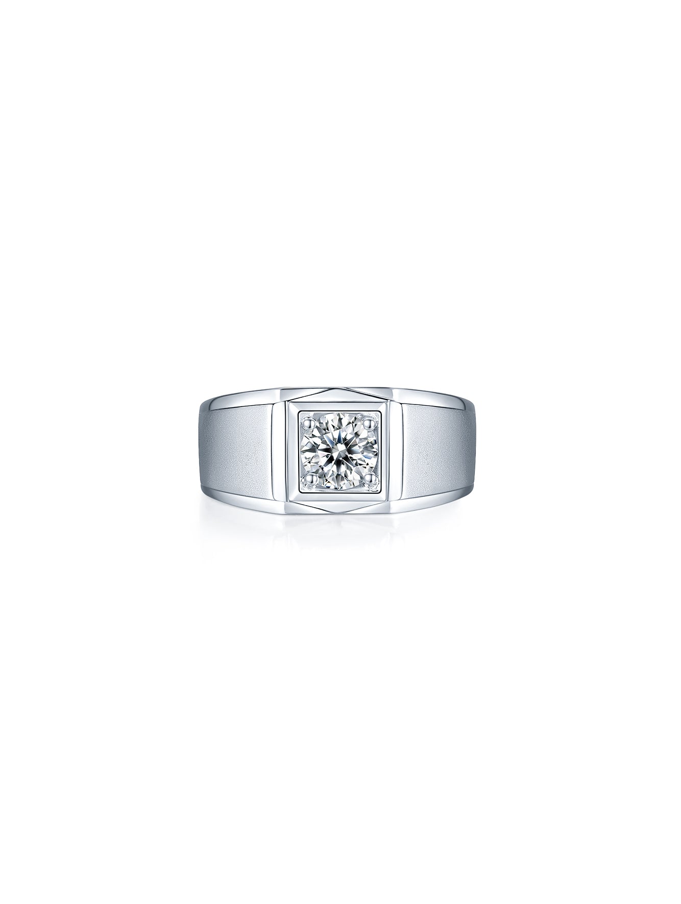 Men’s 1ct D Color Moissanite Square Bezel Ring