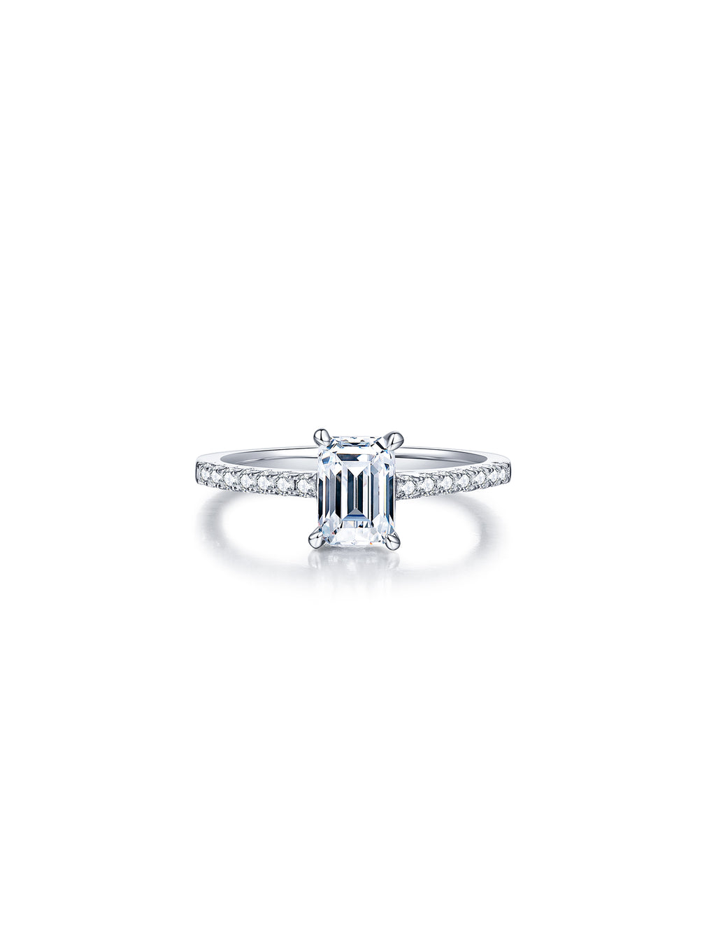 1ct Classic D Color Emerald-Cut Moissanite Half Eternity Ring