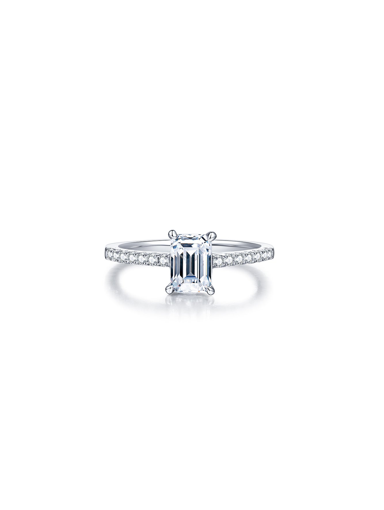 1ct Classic D Color Emerald-Cut Moissanite Half Eternity Ring