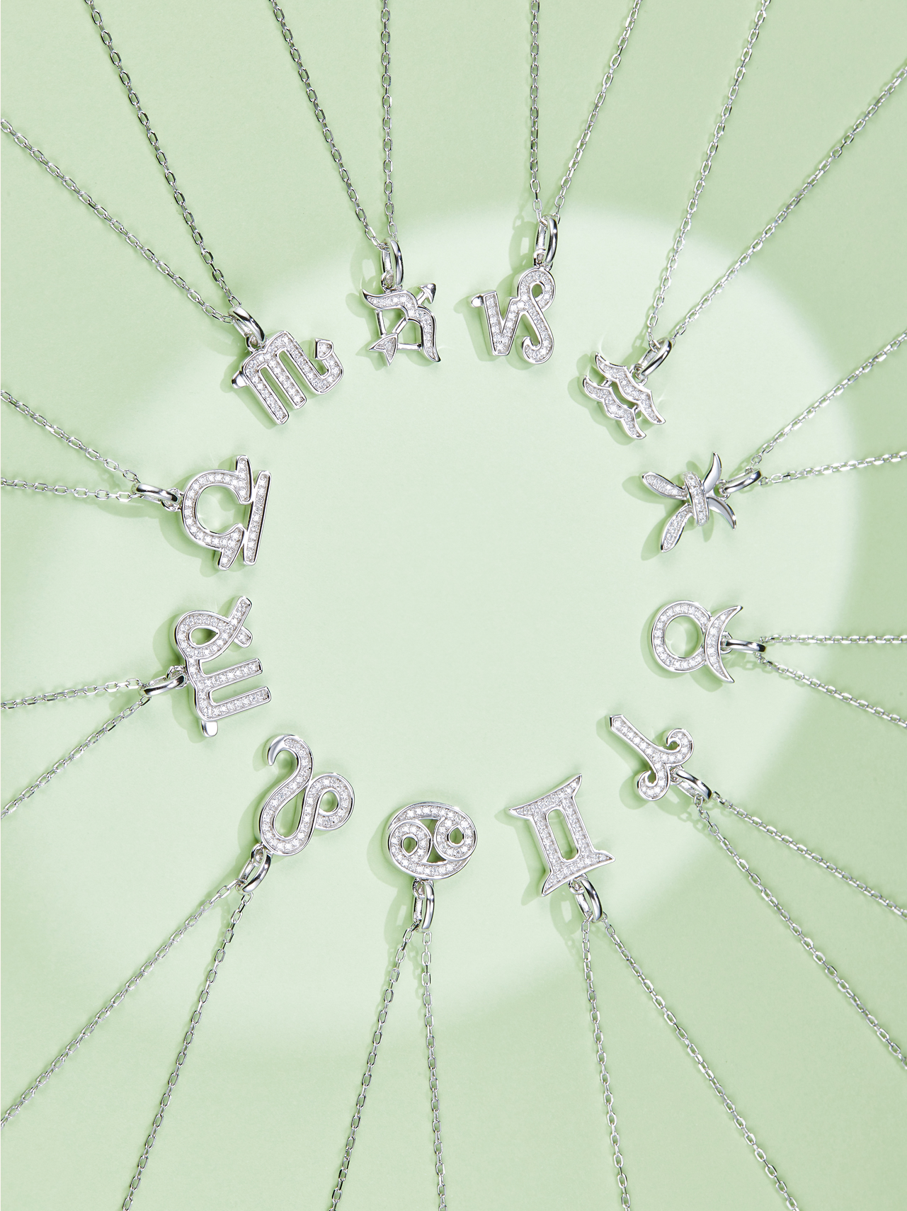 Moissanite Pavé Zodiac Necklace