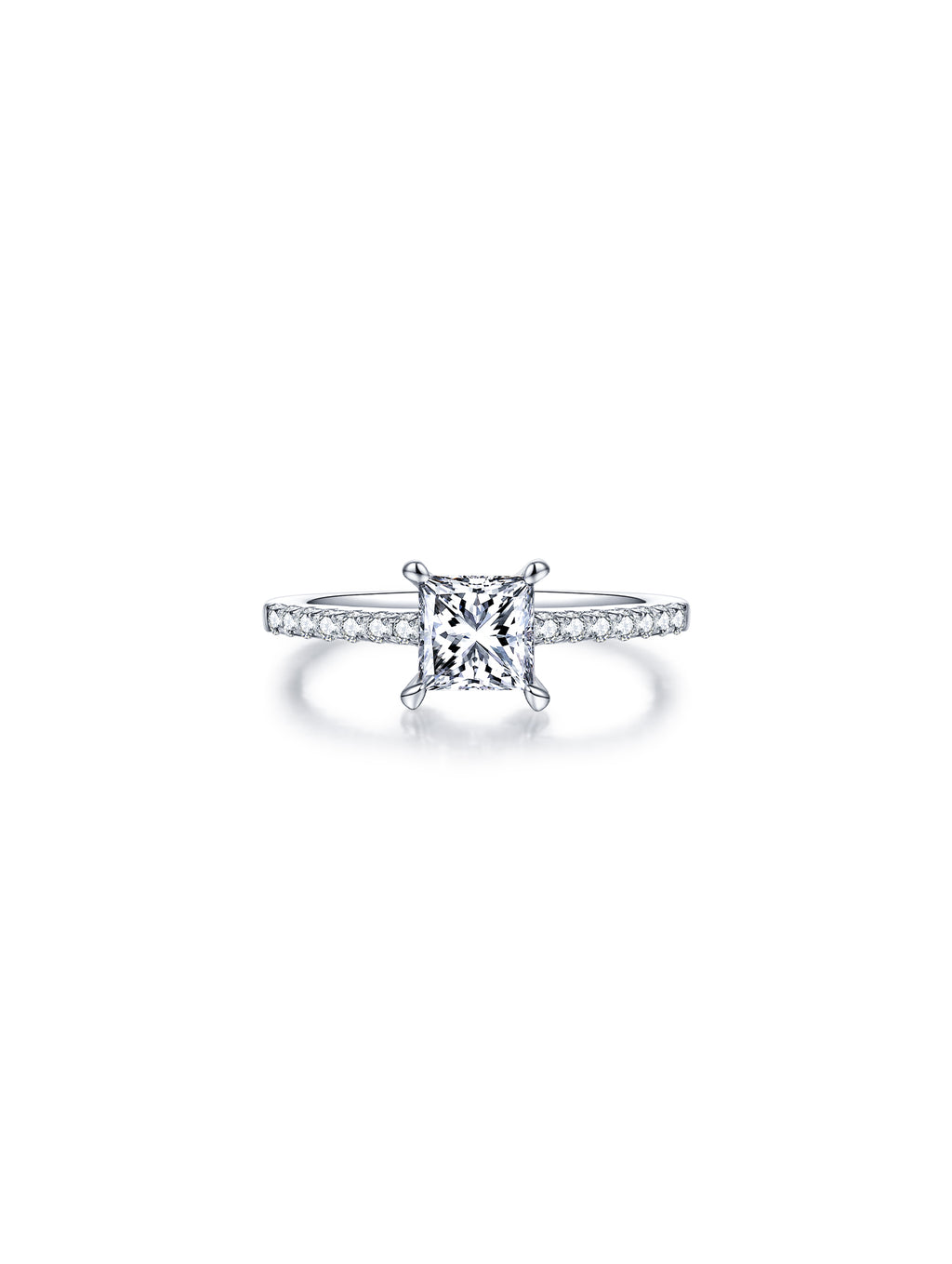 1ct Classic D Color Princess Moissanite Half Eternity Ring