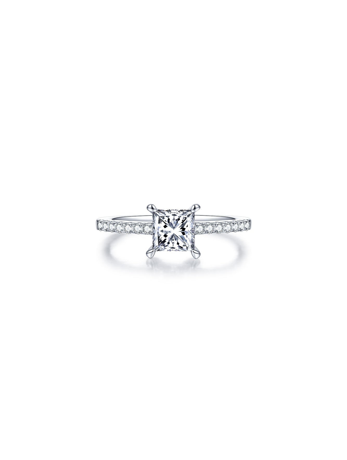 1ct Classic D Color Princess Moissanite Half Eternity Ring
