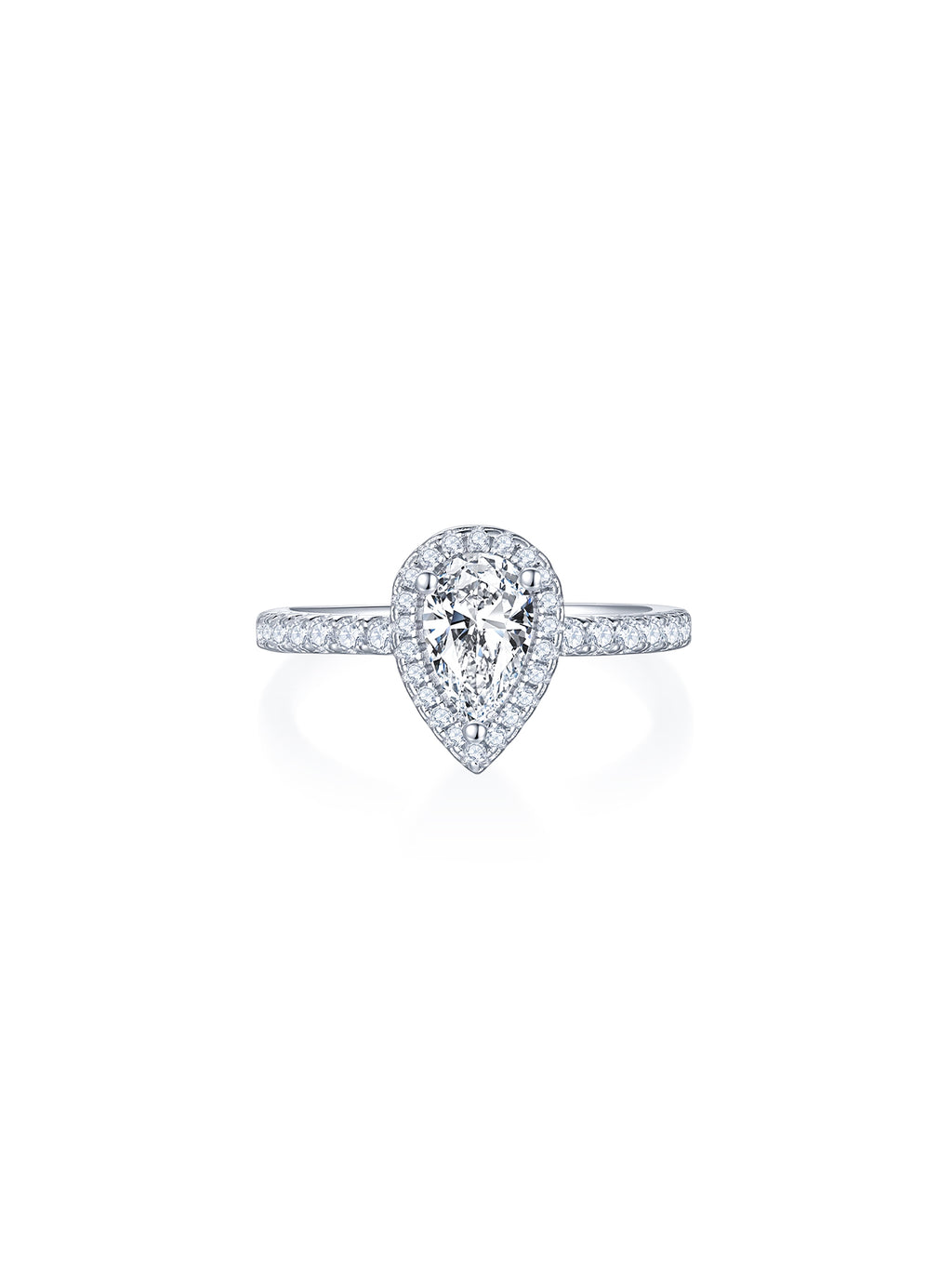 1ct Classic D Color Pear Moissanite Halo Ring