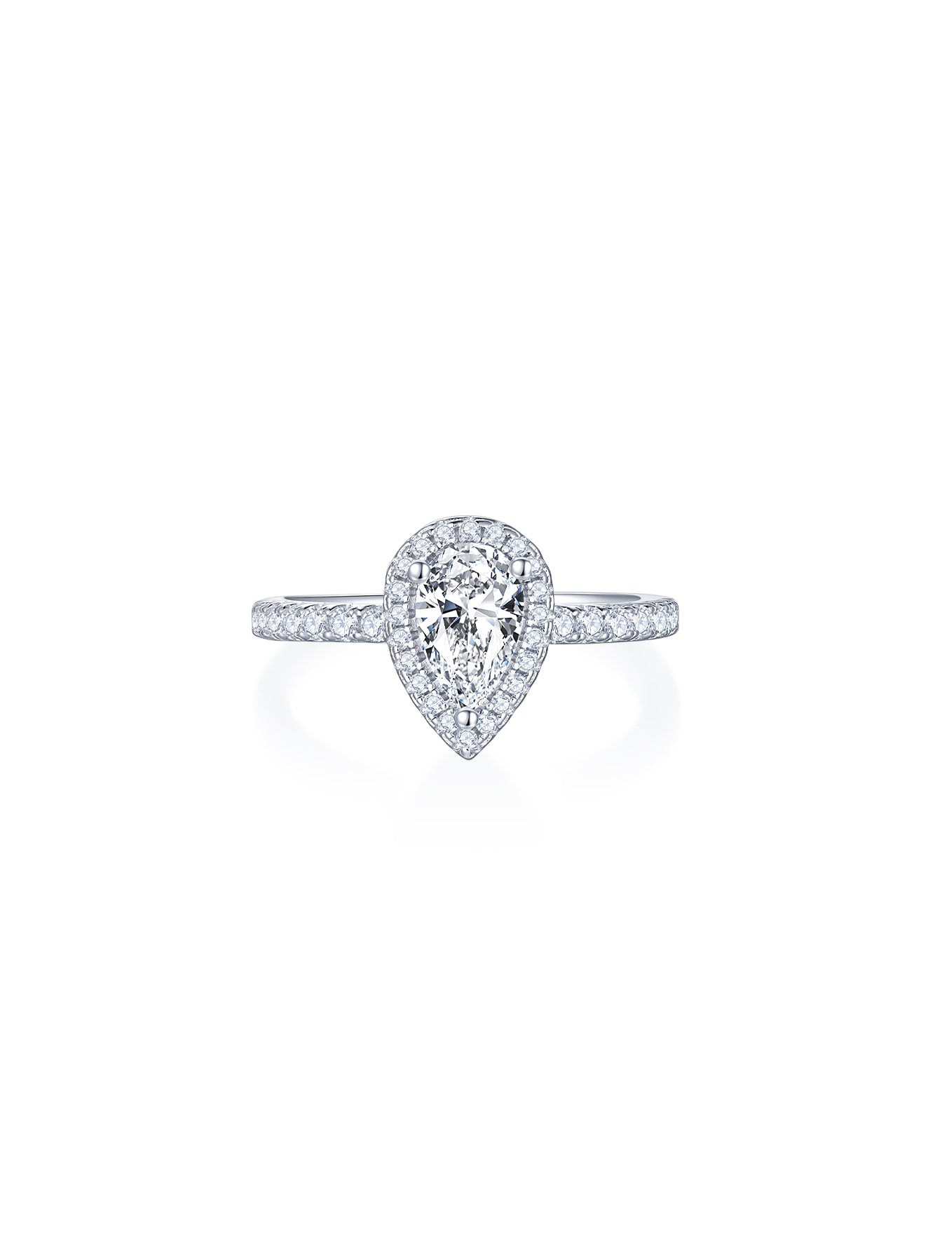 1ct Classic D Color Pear Moissanite Halo Ring