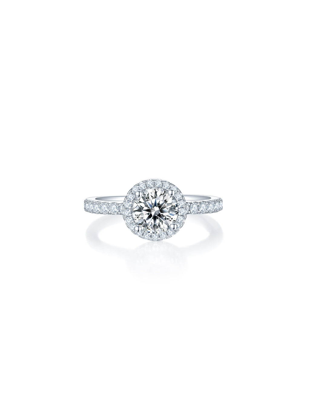 1ct Classic D Color Round Moissanite Halo Ring