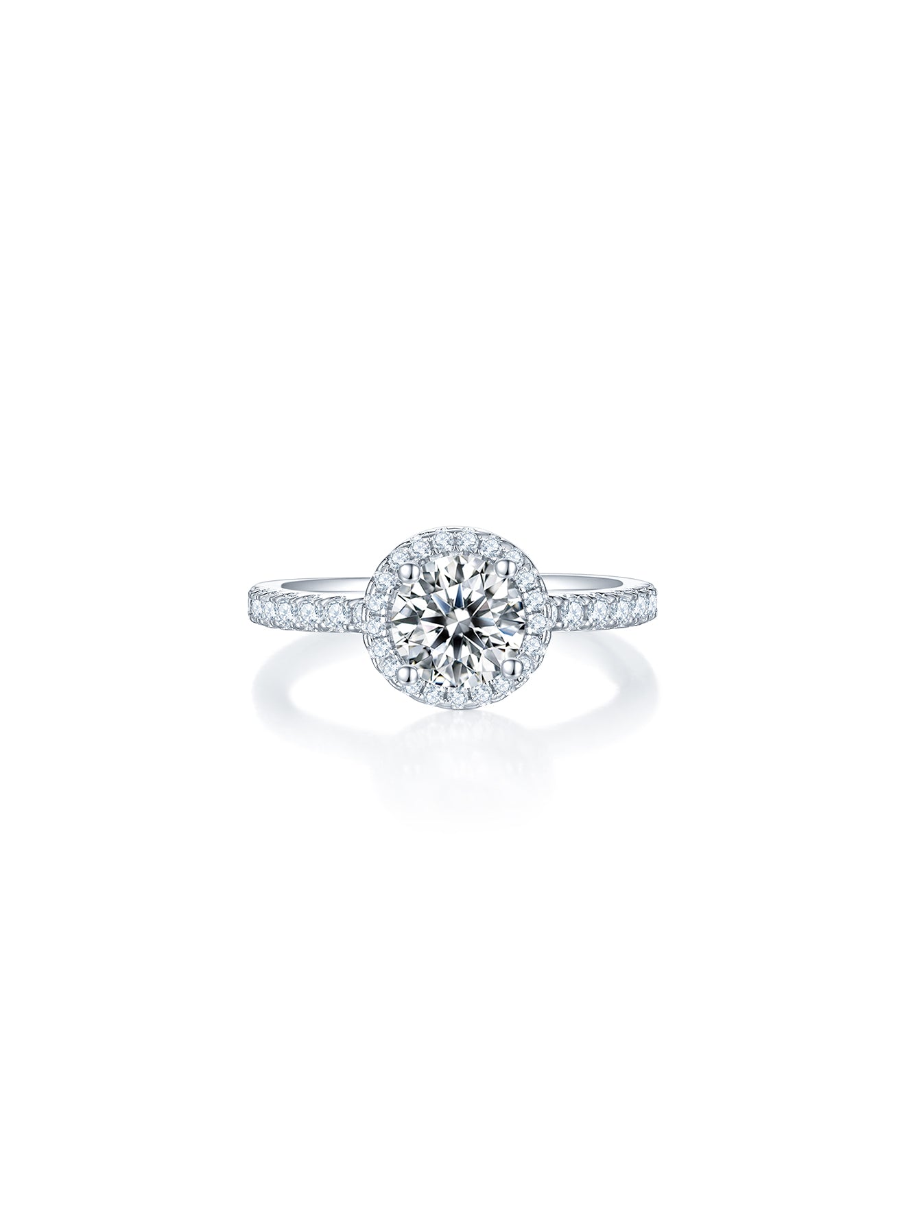1ct Classic D Color Round Moissanite Halo Ring