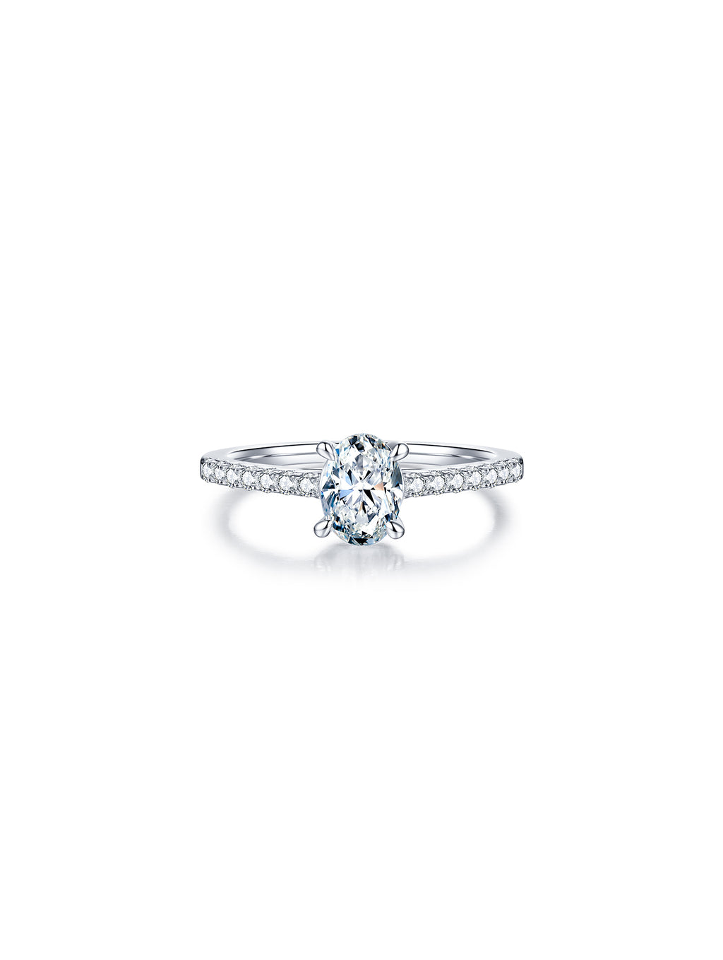 1ct Classic D Color Oval Moissanite Half Eternity Ring