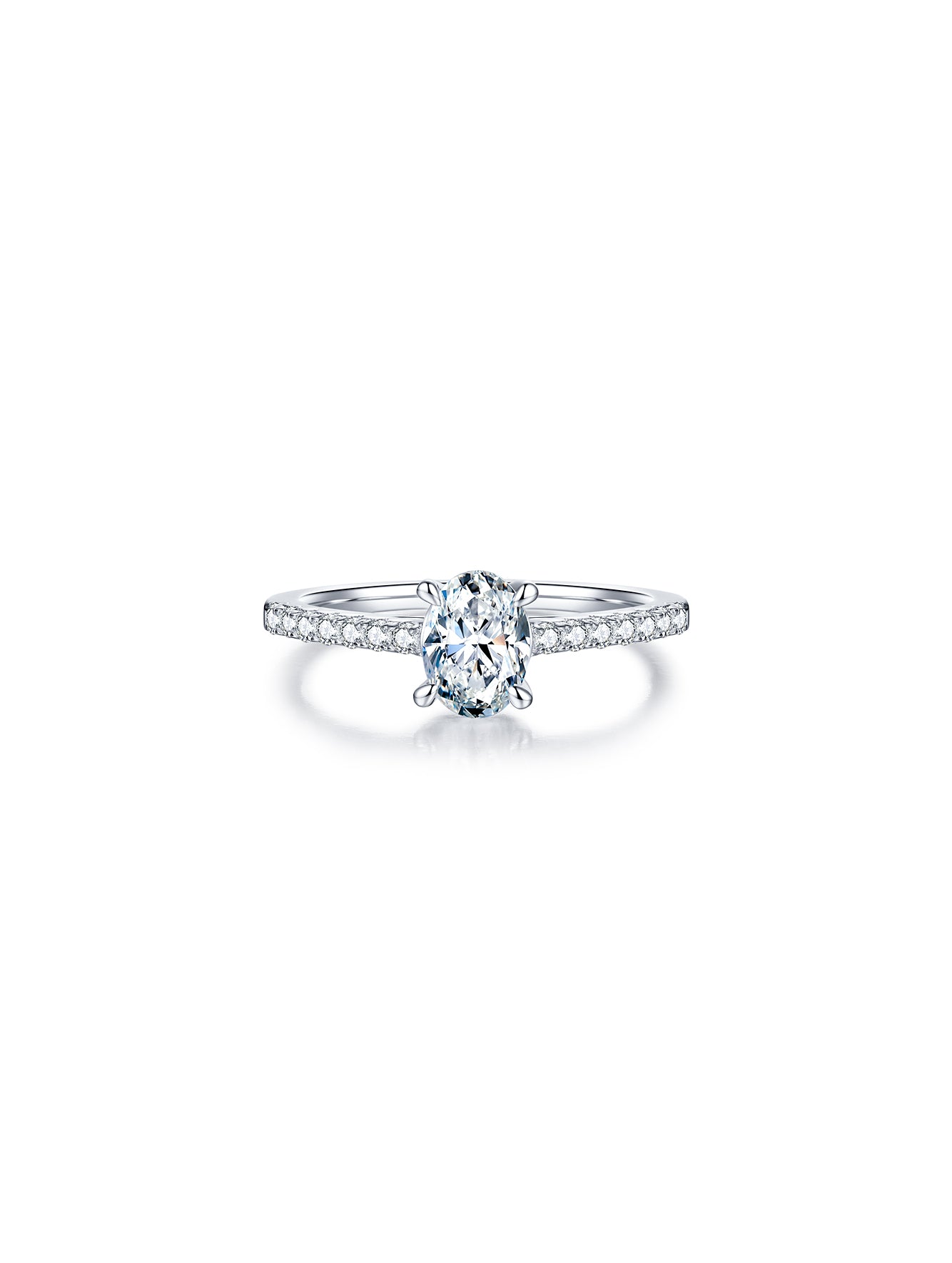 1ct Classic D Color Oval Moissanite Half Eternity Ring