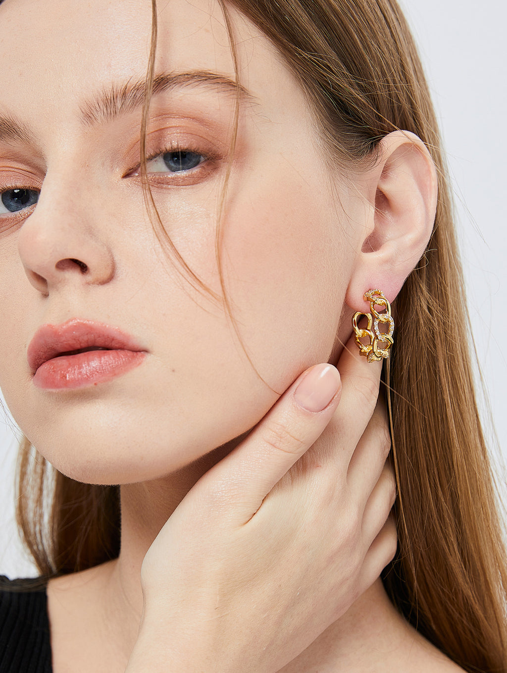 Chunky Open Chain Cubic Zirconia Earrings
