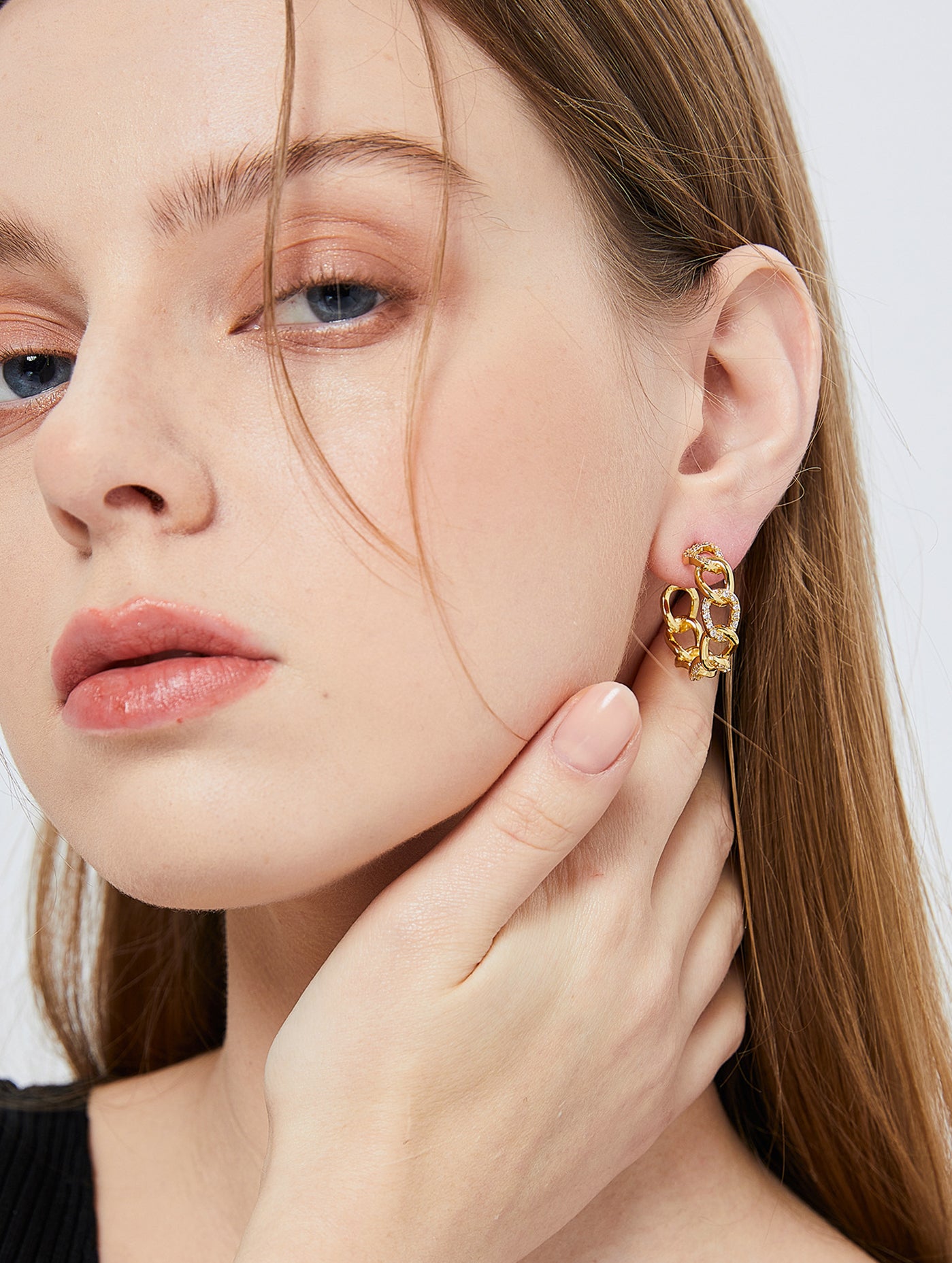 Chunky Open Chain Cubic Zirconia Earrings