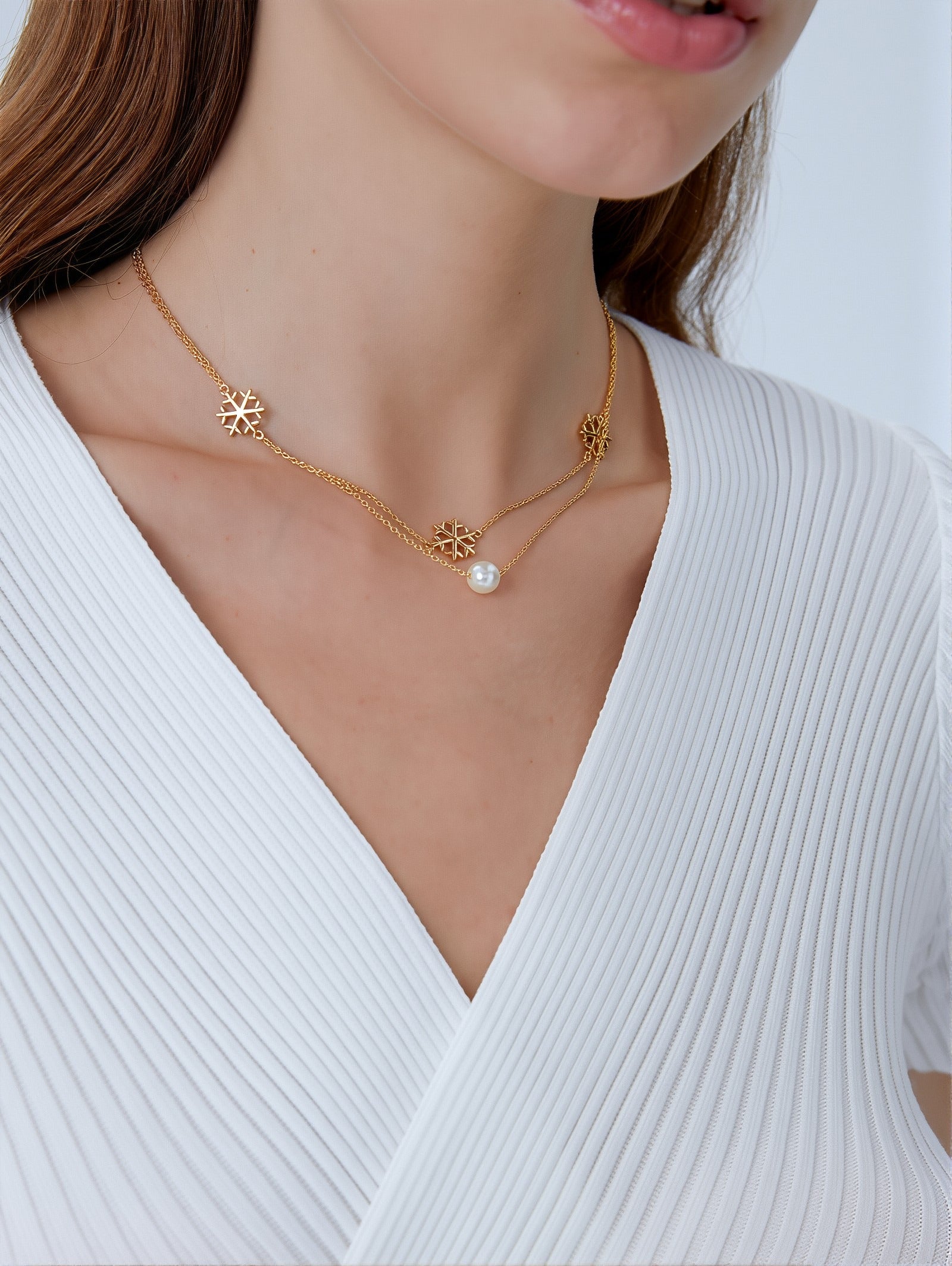 High-End Double-Layer Snowflake Chain Necklace