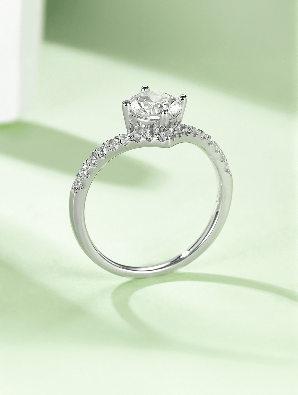 1ct Round Moissanite Anniversary V Band Ring