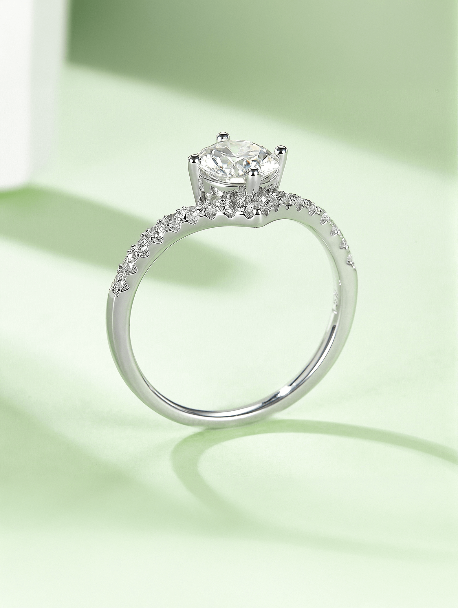 1ct Round Moissanite Anniversary V Band Ring