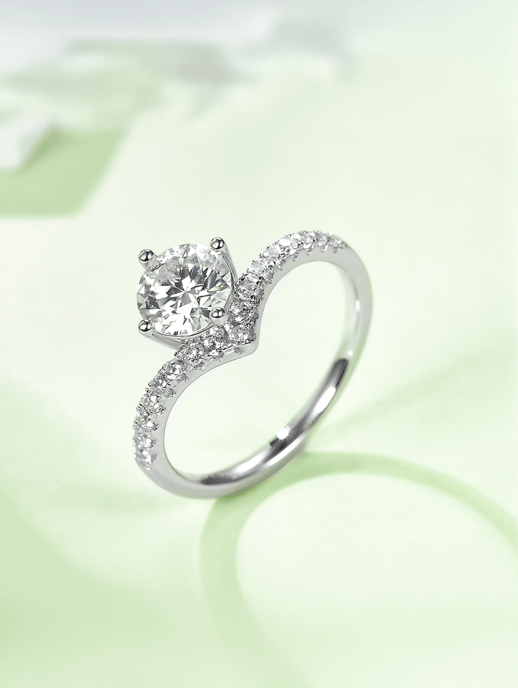 1ct Round Moissanite Anniversary V Band Ring