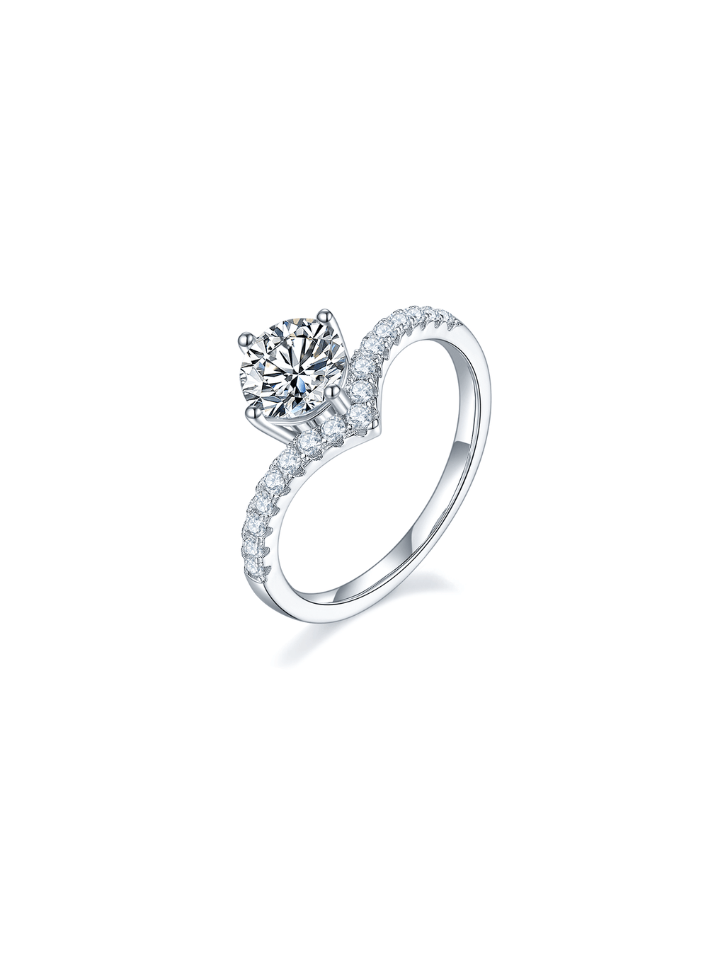 1ct Round Moissanite Anniversary V Band Ring