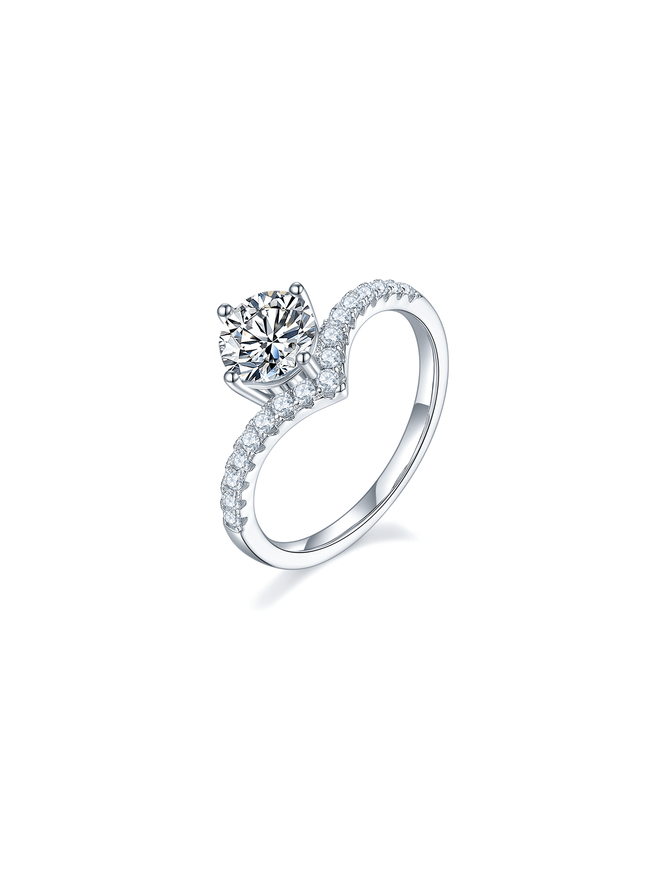 1ct Round Moissanite Anniversary V Band Ring