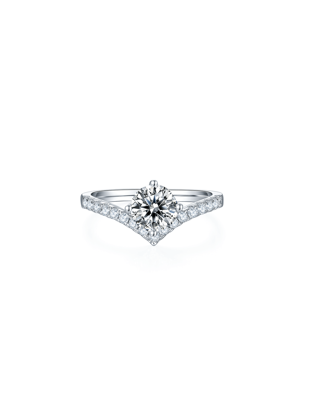 1ct Round Moissanite Anniversary V Band Ring