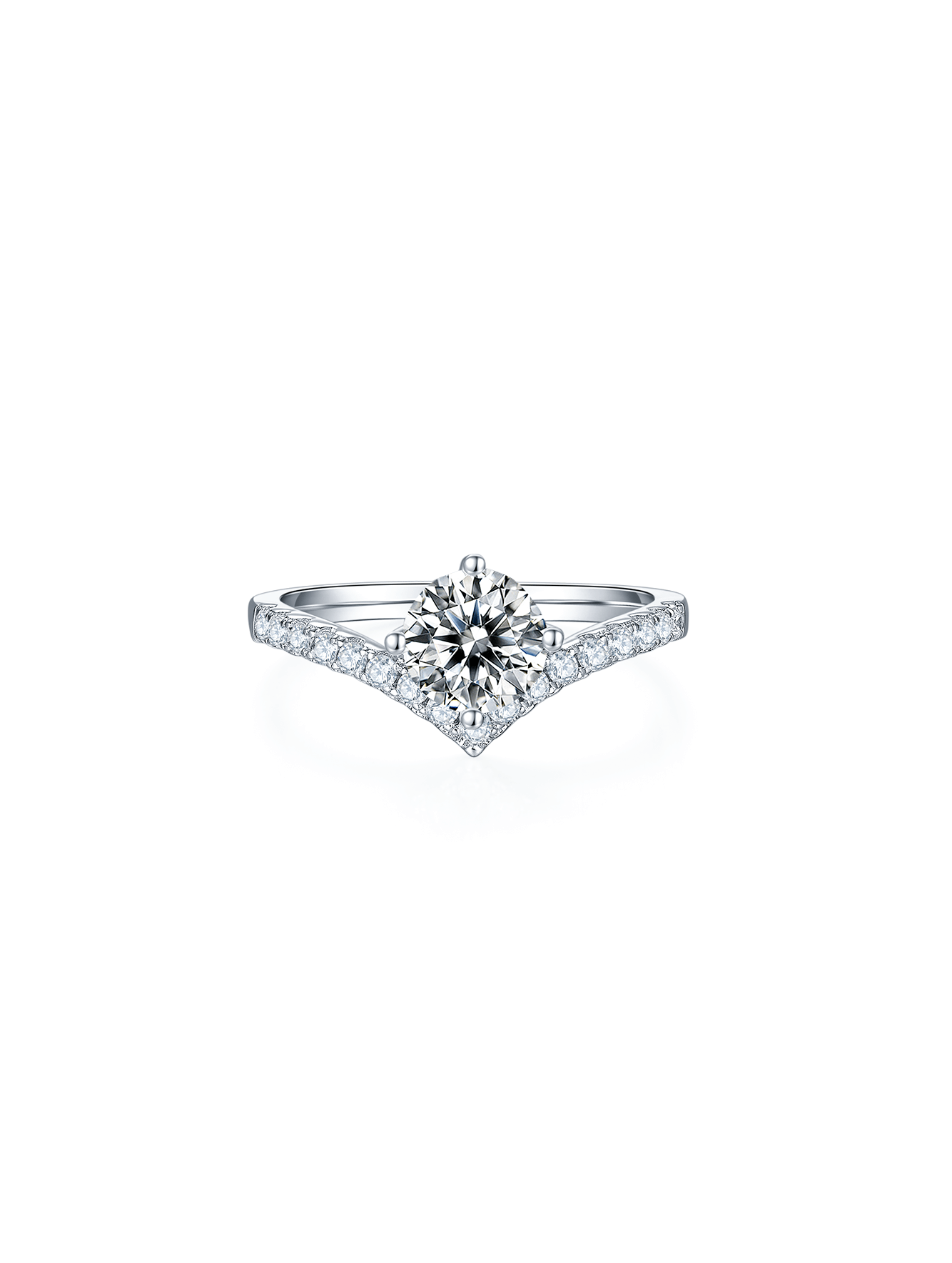 1ct Round Moissanite Anniversary V Band Ring