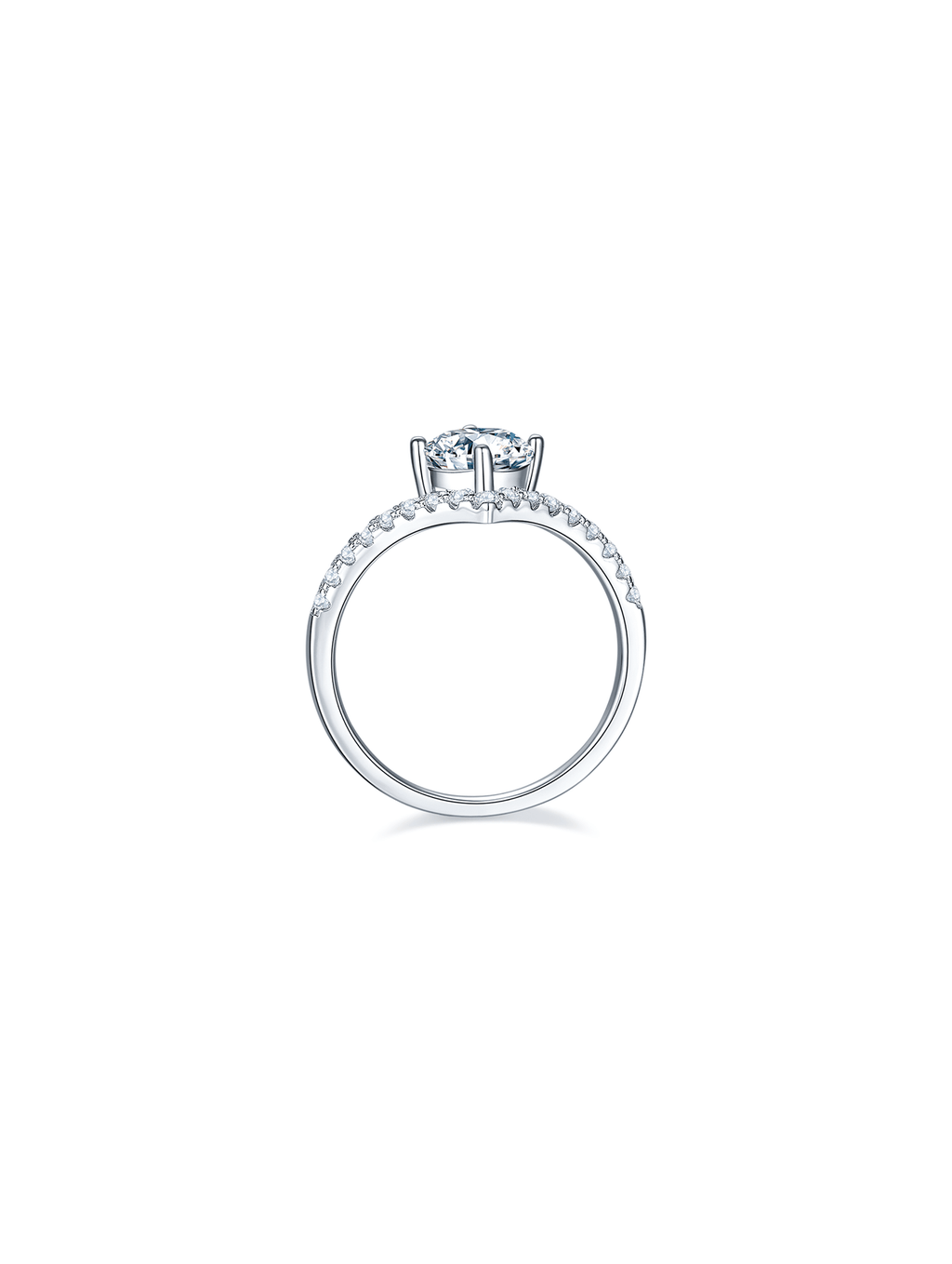 1ct Round Moissanite Anniversary V Band Ring