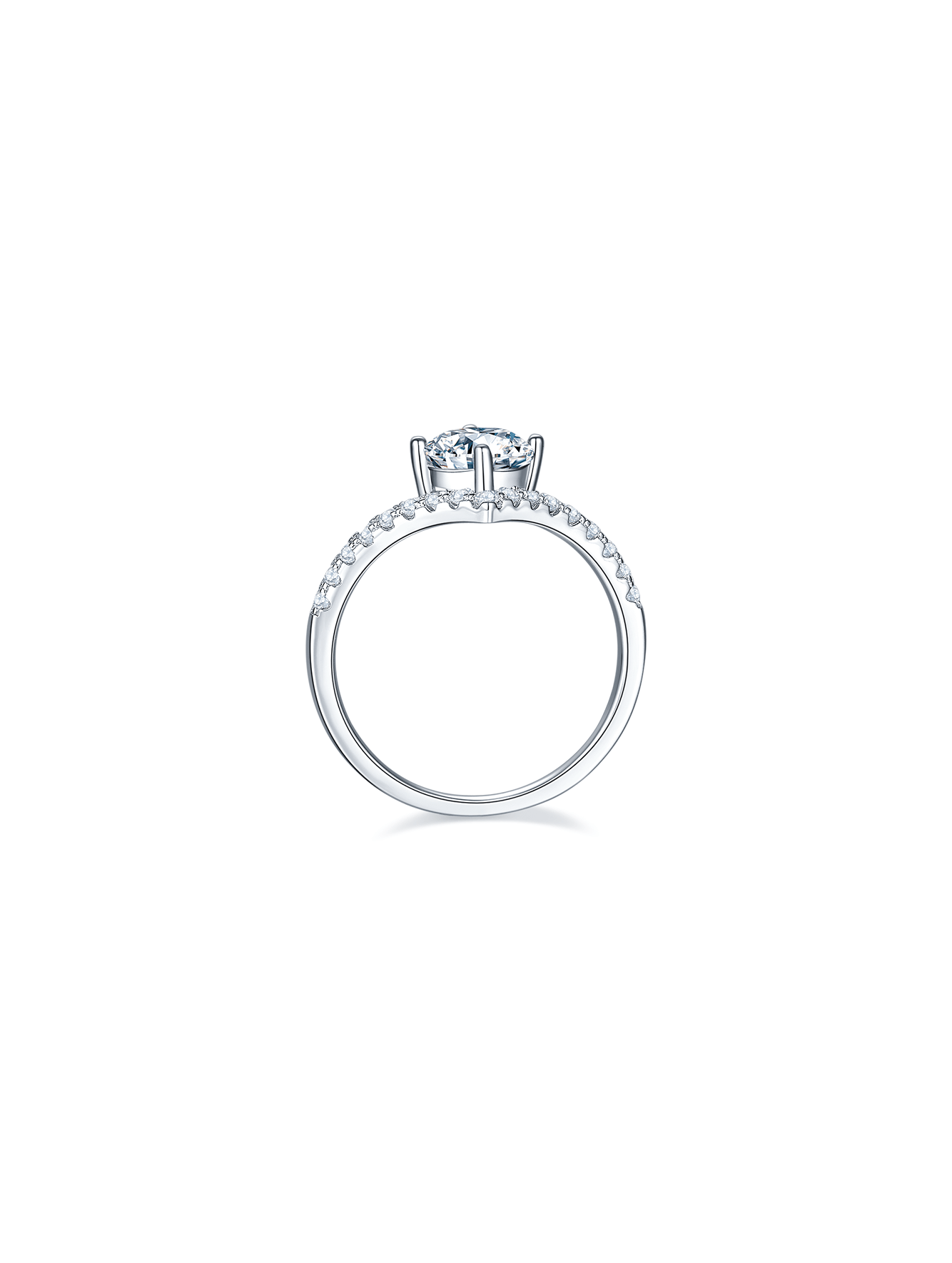1ct Round Moissanite Anniversary V Band Ring