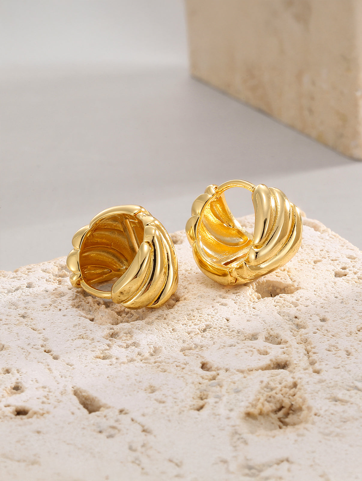 Glossy Croissant-Inspired Hoop Earrings