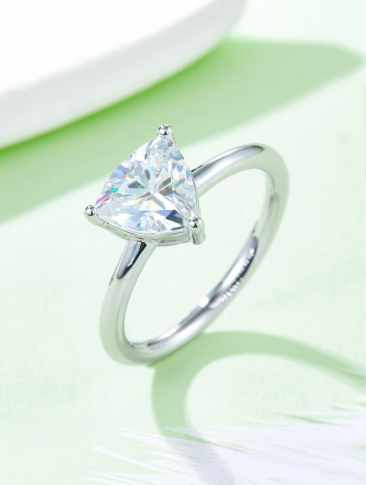 Classic Trillion Cut Moissanite Solitaire Ring