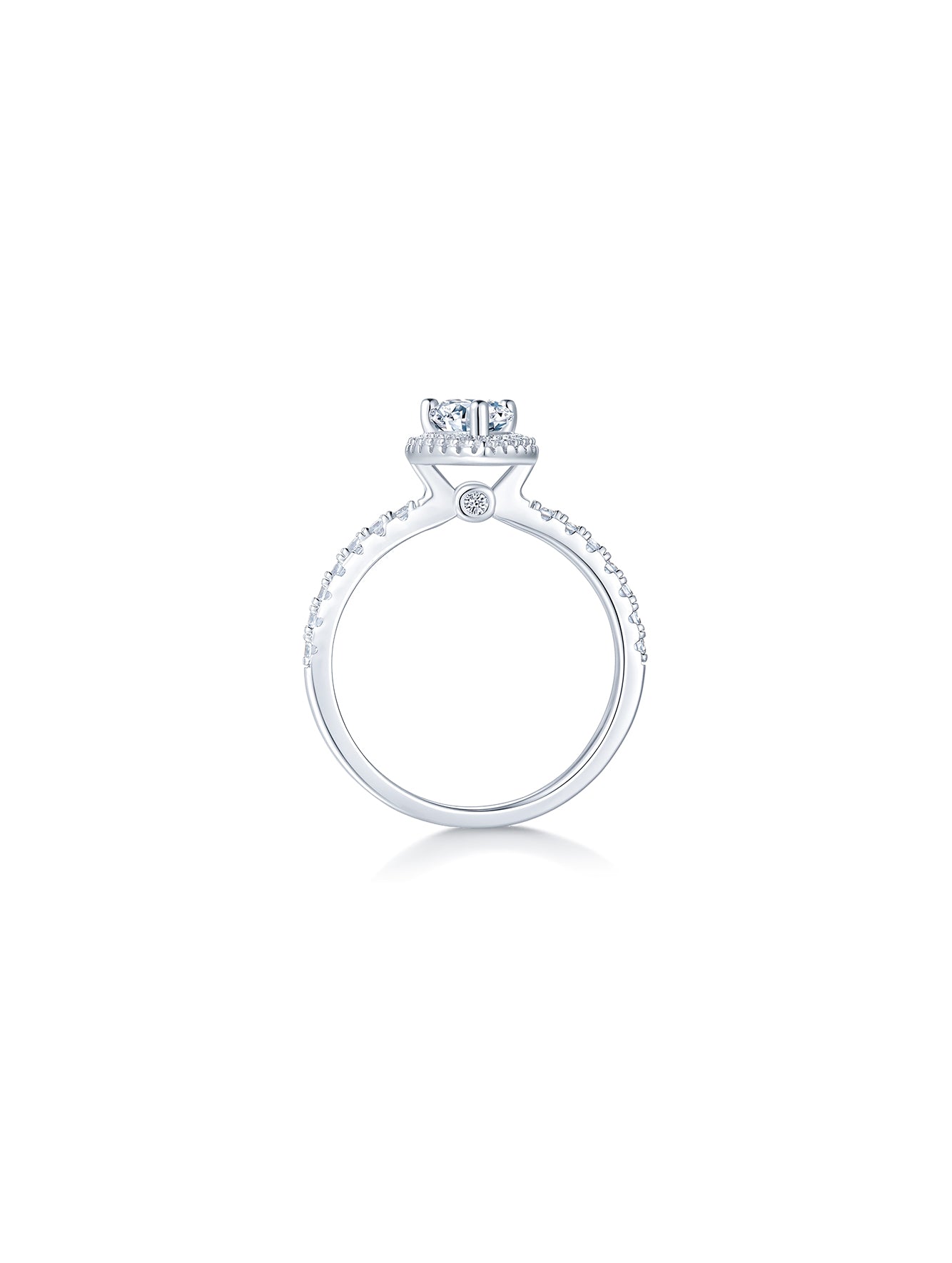 1ct Classic D Color Pear Moissanite Halo Ring