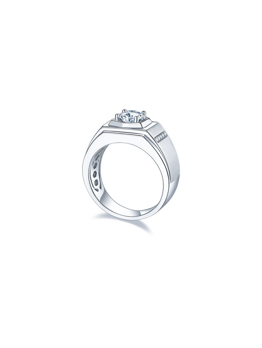 Men’s 1ct D Color Moissanite Ring with Side Accents