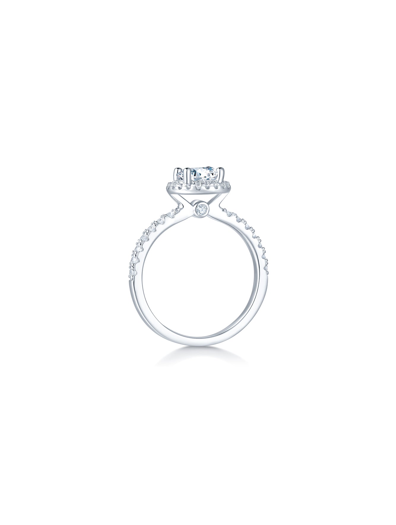 1ct Classic D Color Round Moissanite Halo Ring