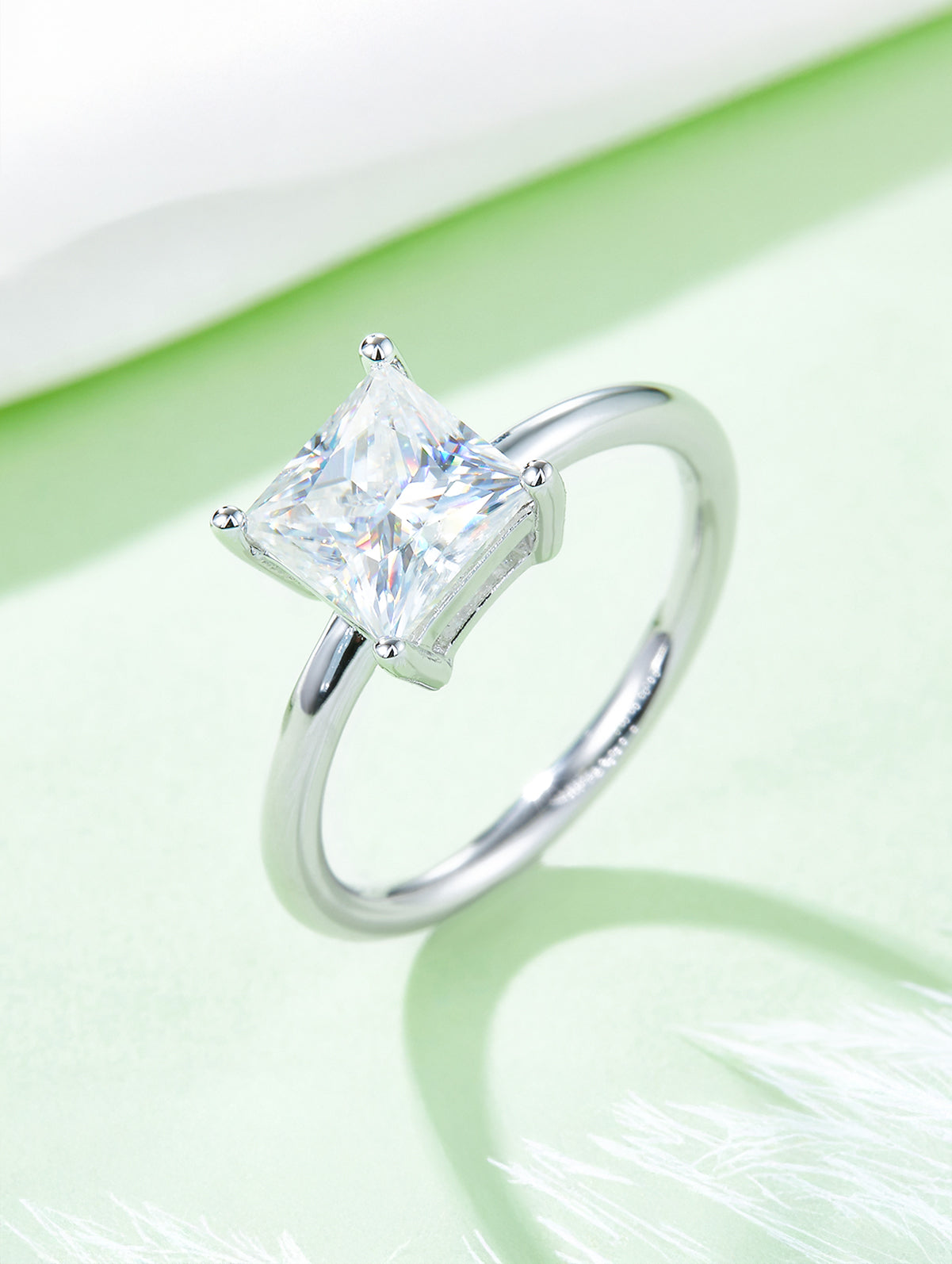 Classic Princess Cut Moissanite Solitaire Ring