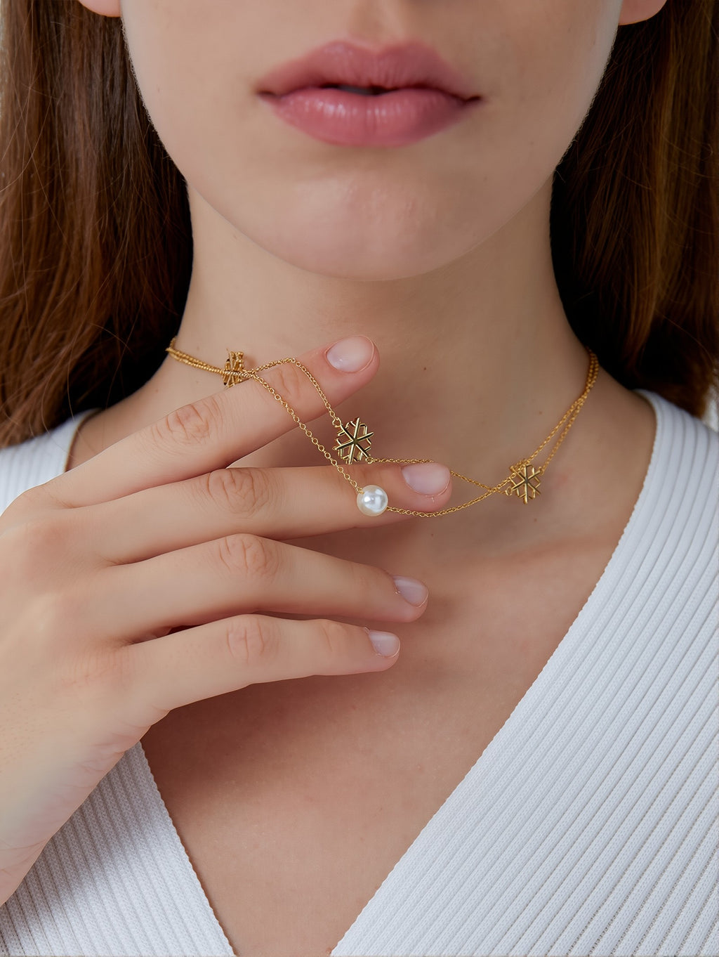High-End Double-Layer Snowflake Chain Necklace