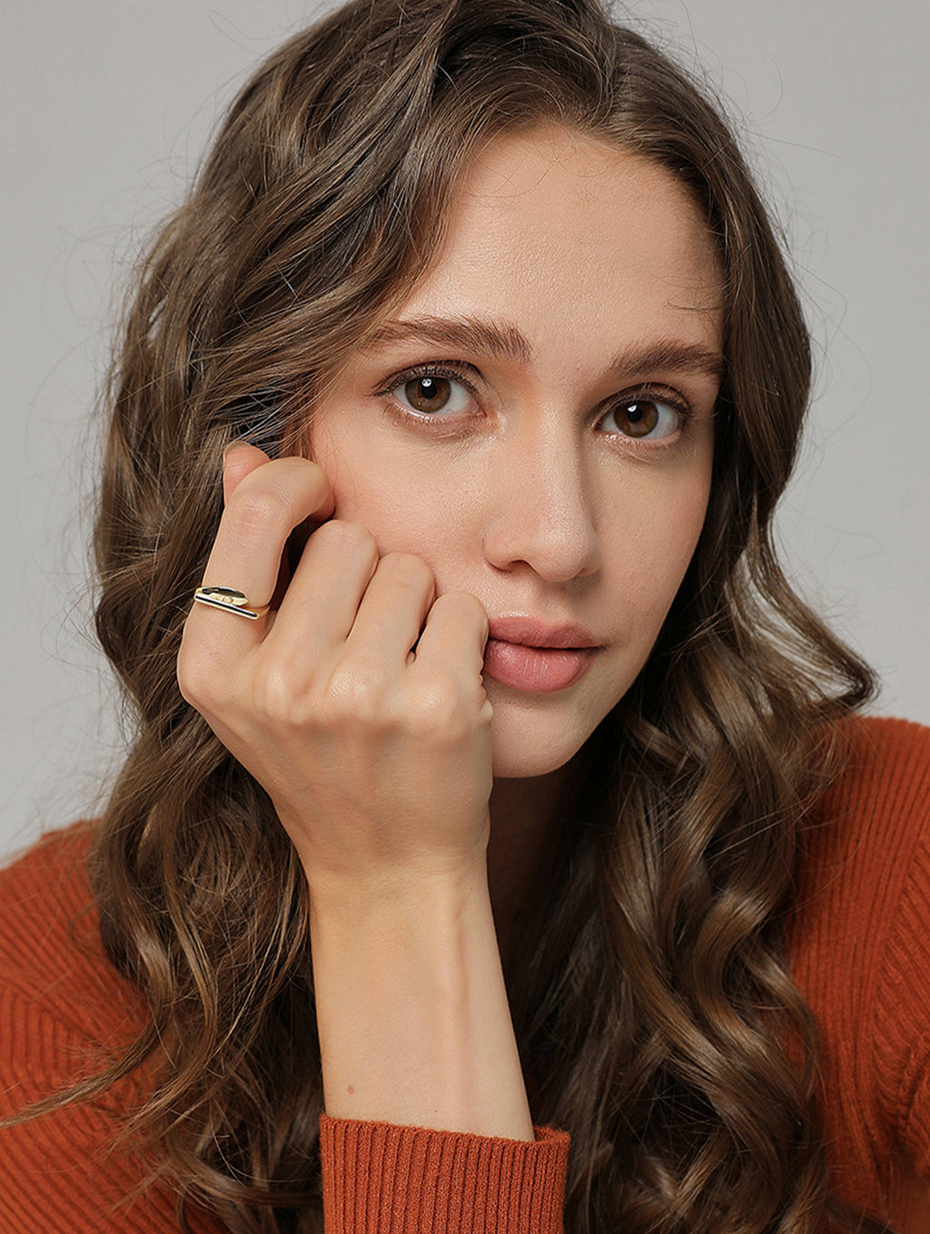 Geometric Wrap Ring in 18K Gold-Plated Copper
