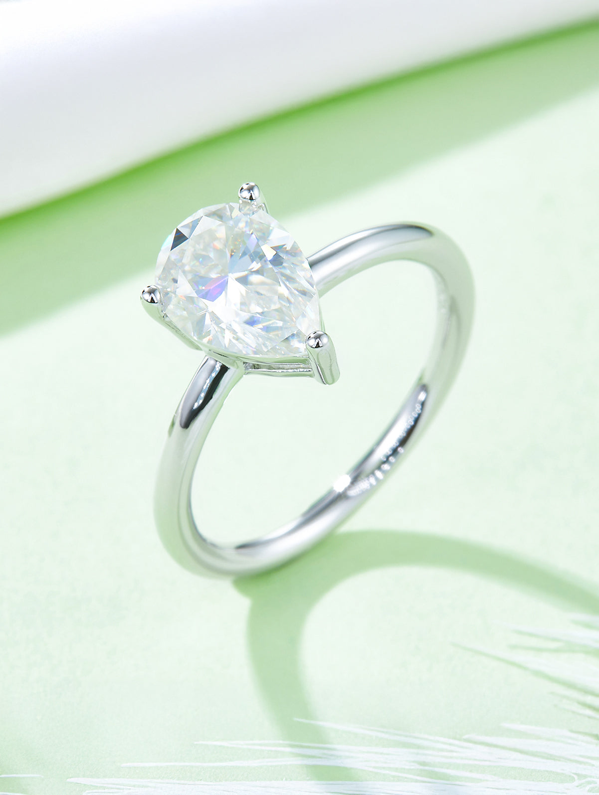 Classic Pear Moissanite Solitaire Ring