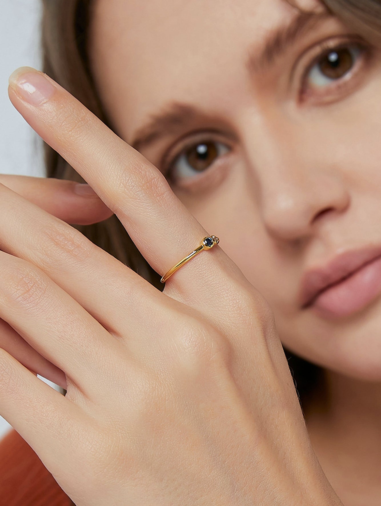 Minimalist Blue & White Cubic Zirconia Ring