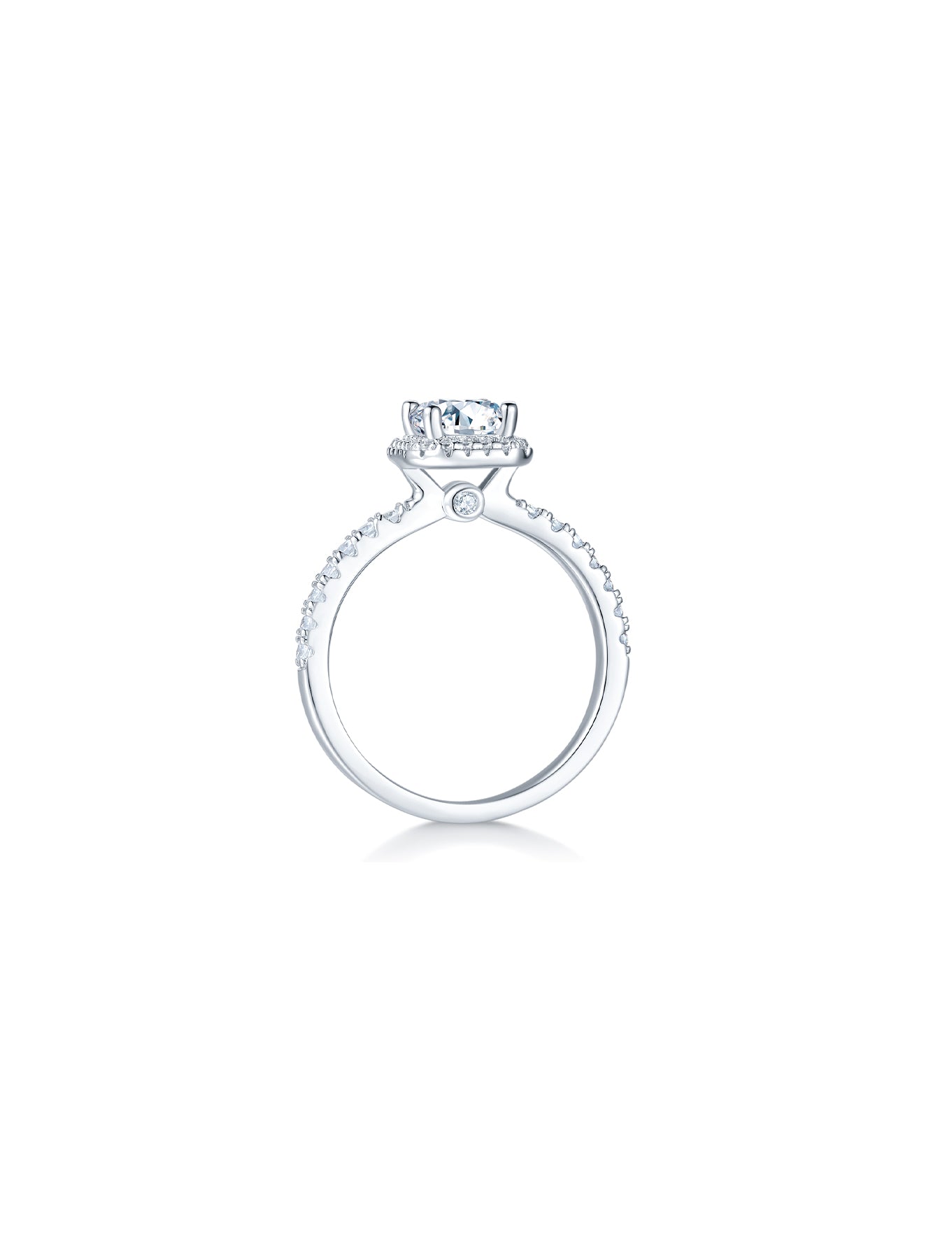 1ct Classic D Color Emerald-Cut Moissanite Halo Ring