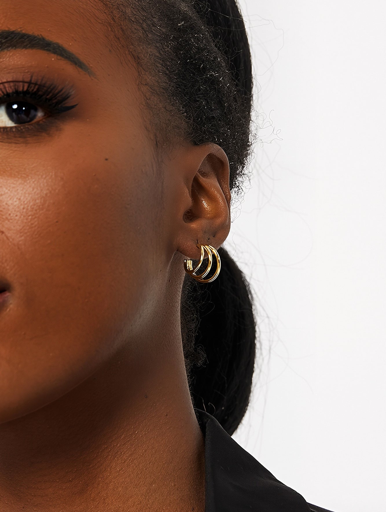 Multi-Hoop Sculptural Earrings in 18K Gold Plated Copper