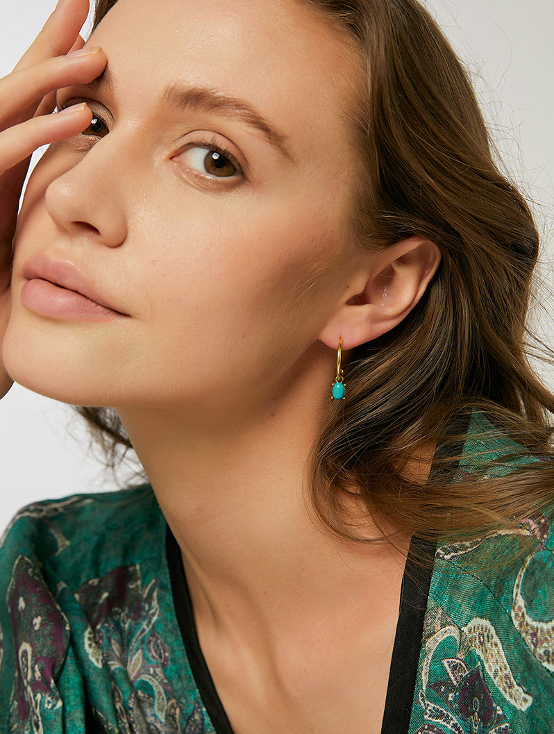 Mismatched Turquoise Hoop Earrings