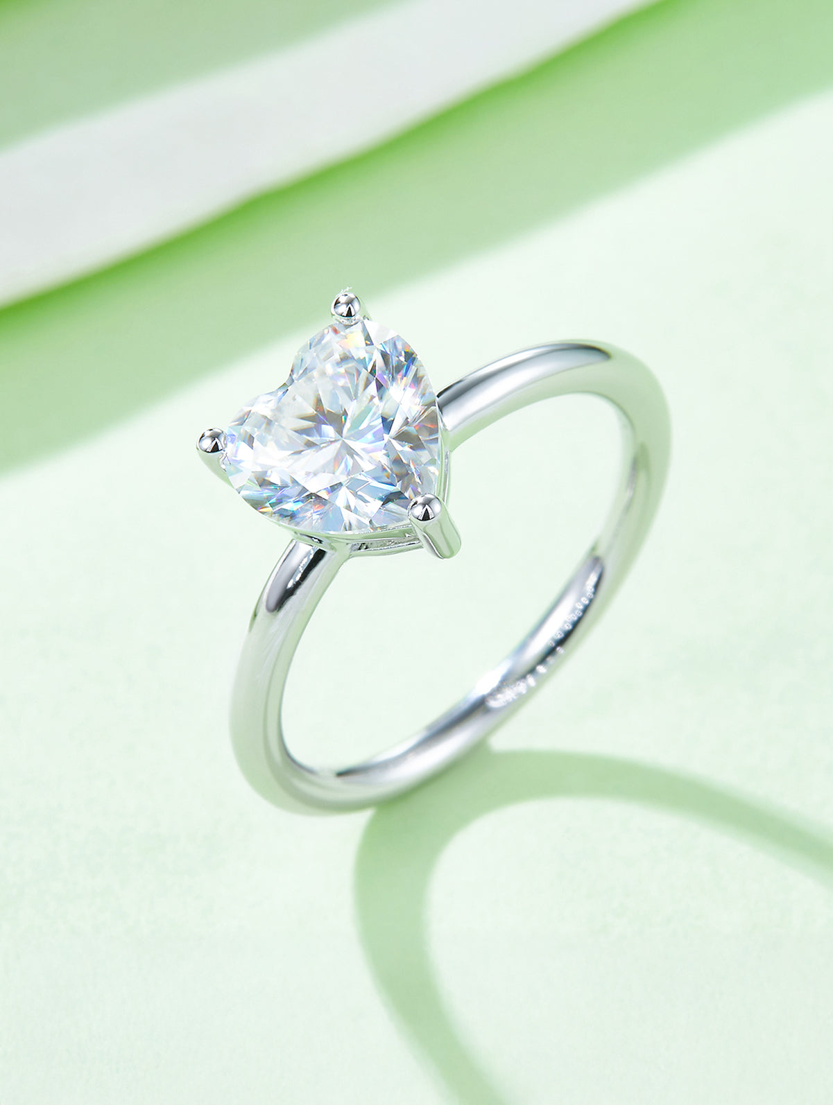 Classic Heart Moissanite Solitaire Ring