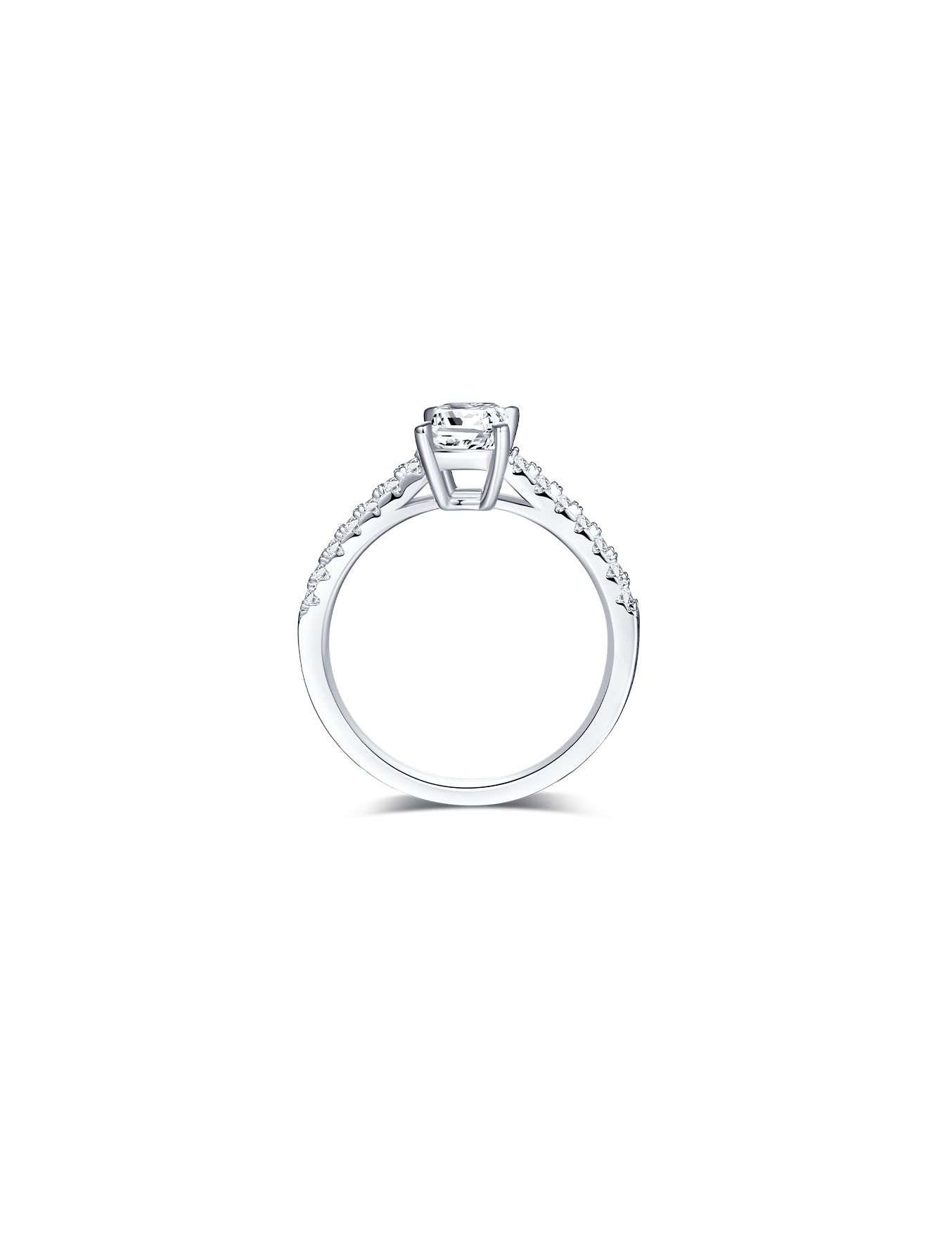 1ct Classic D Color Emerald-Cut Moissanite Half Eternity Ring