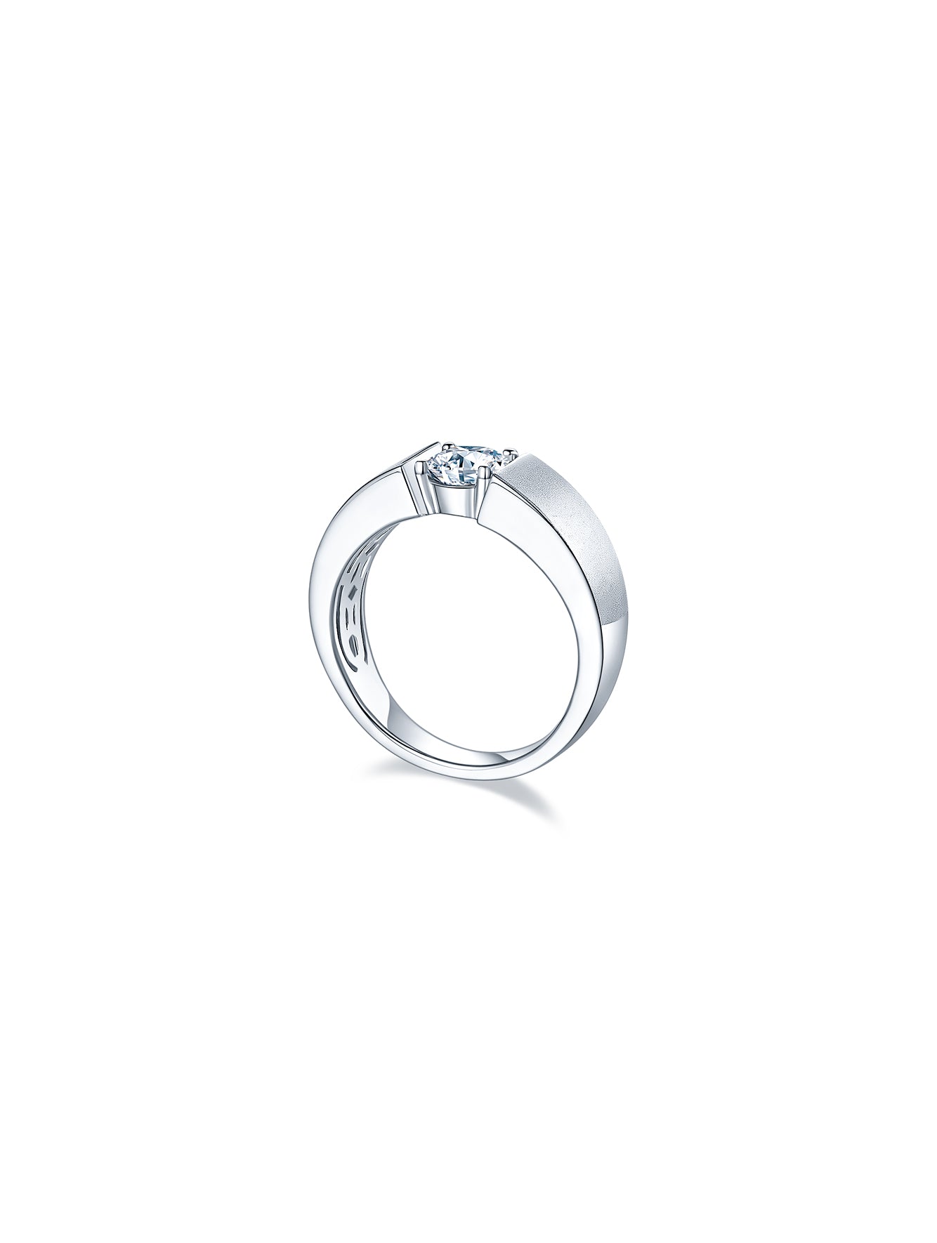 Men’s 1ct D Color Moissanite Matte Finish Ring