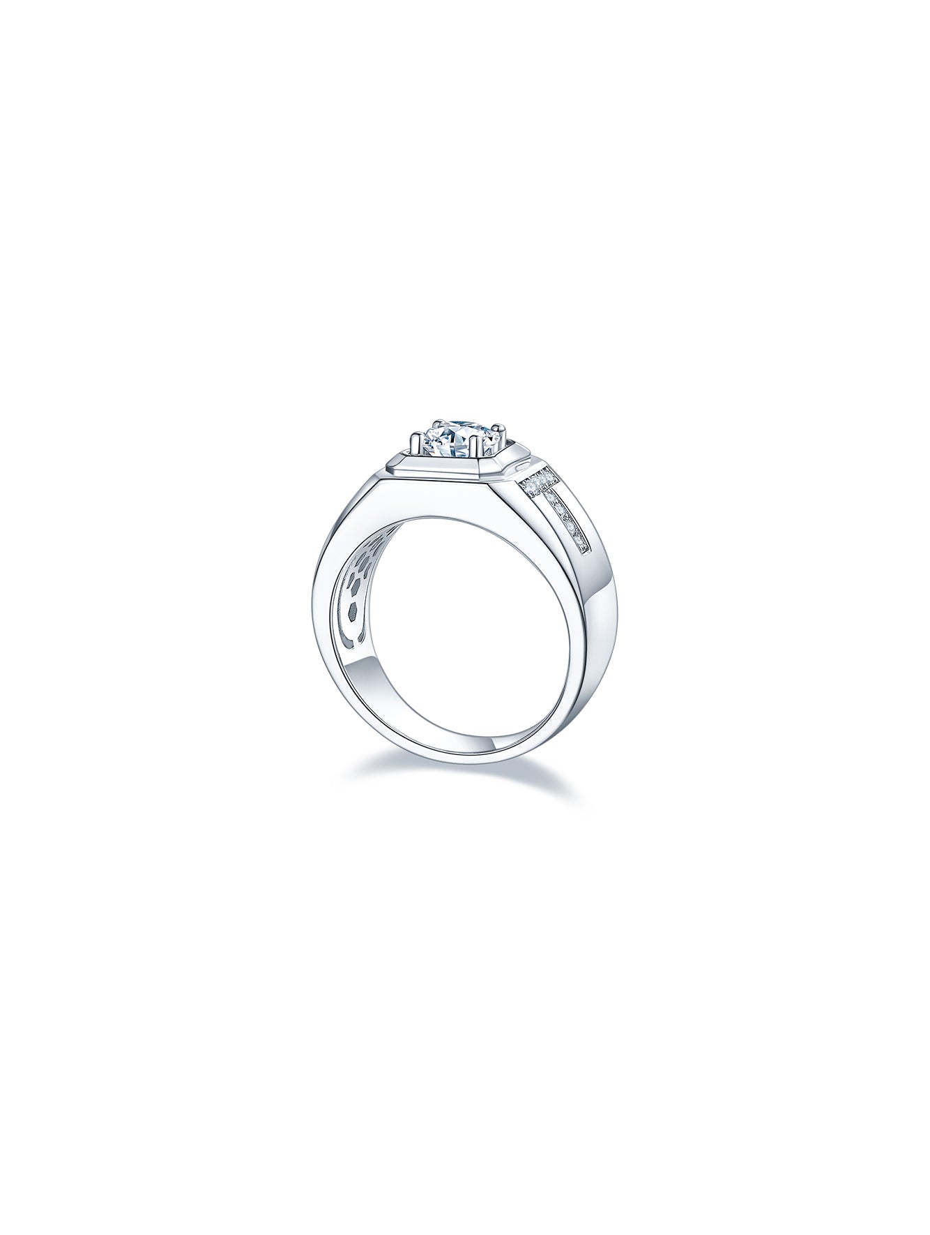 Men’s 1ct D Color Geometric Moissanite Pavé Ring