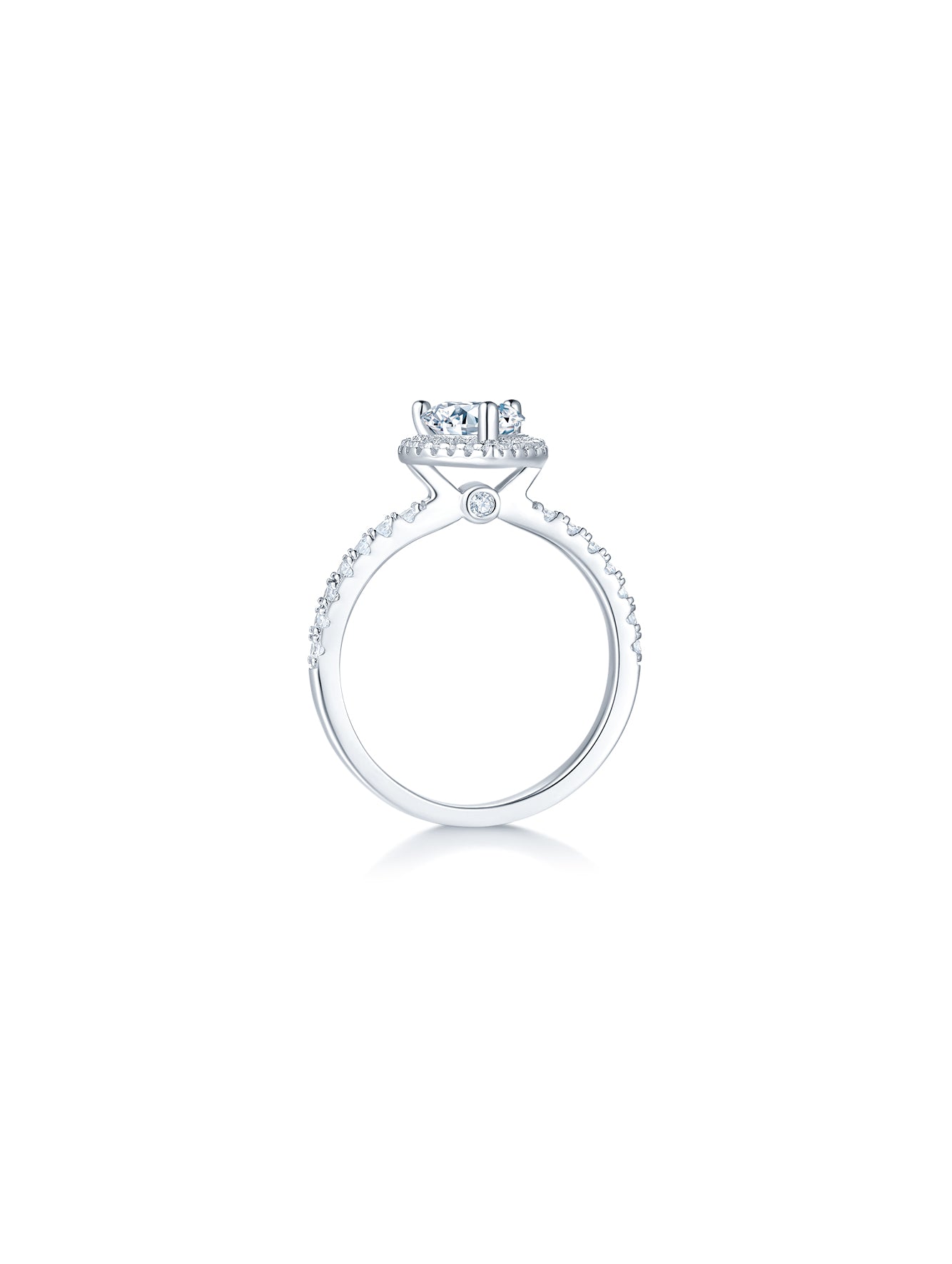 1ct Classic D Color Heart Moissanite Halo Ring