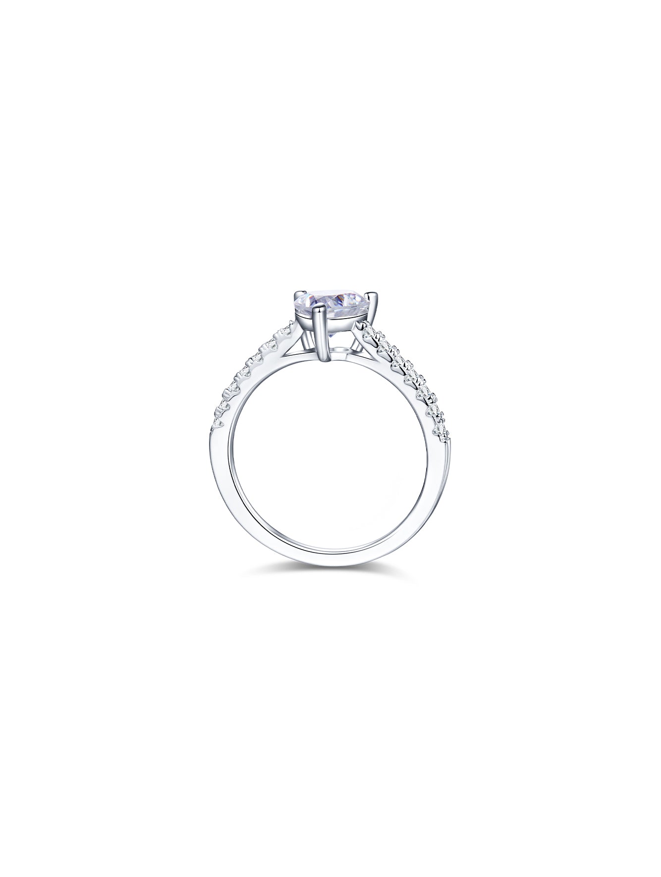 1ct Classic D Color Heart Moissanite Half Eternity Ring