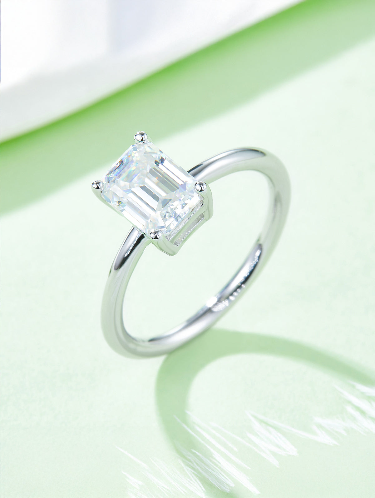 Classic Emerald-Cut Moissanite Solitaire Ring