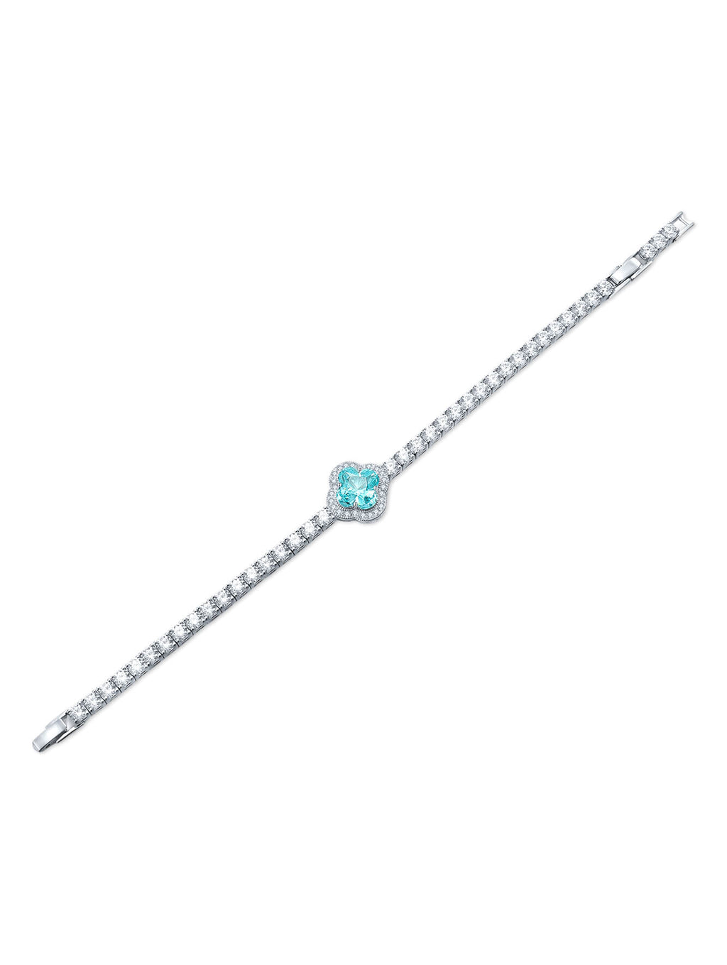 3.9 ct Four‑Leaf Clover Lab‑Grown Paraiba Tourmaline Bracelet