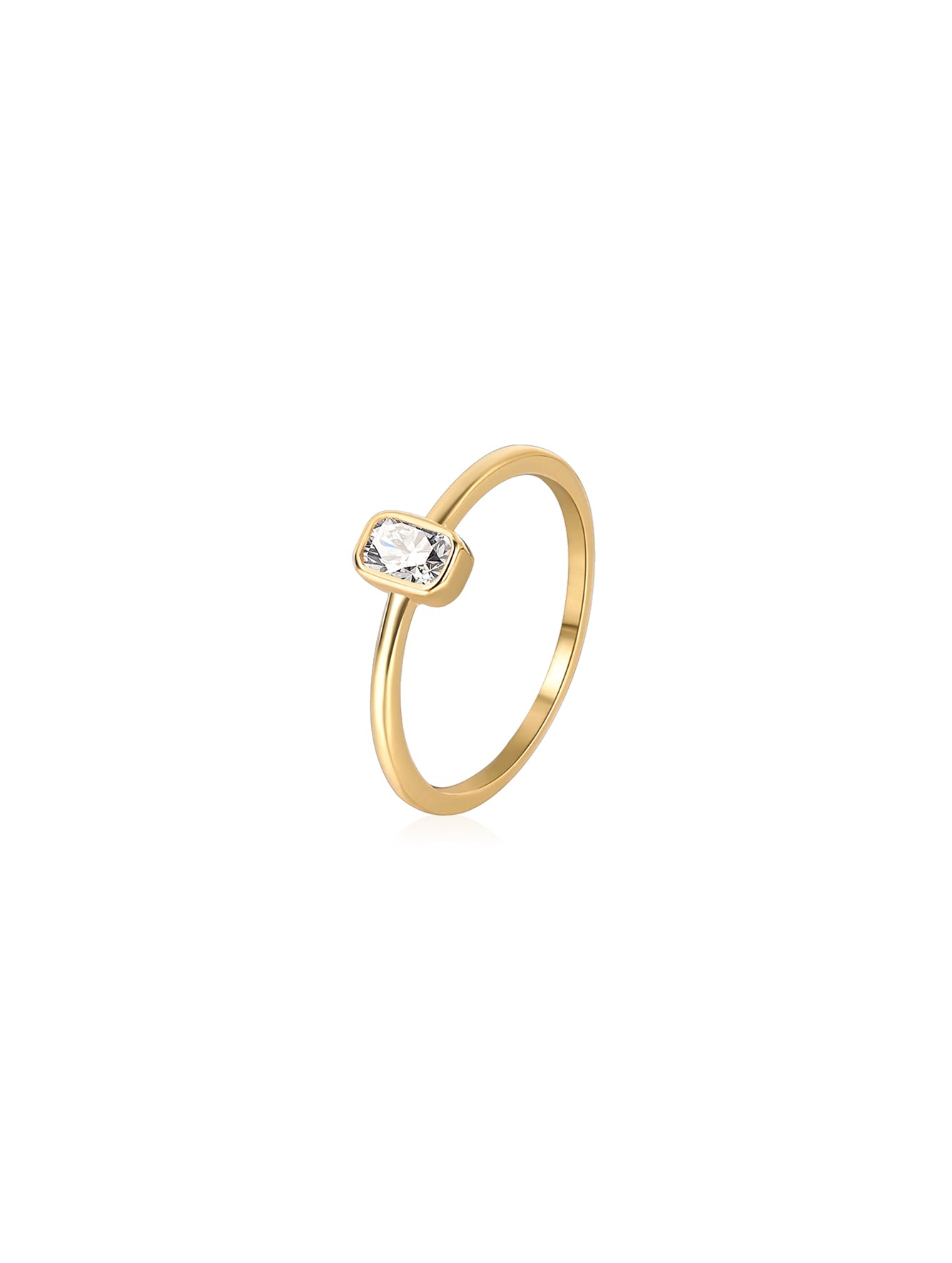 Minimalist Rectangle Cubic Zirconia Solitaire Ring