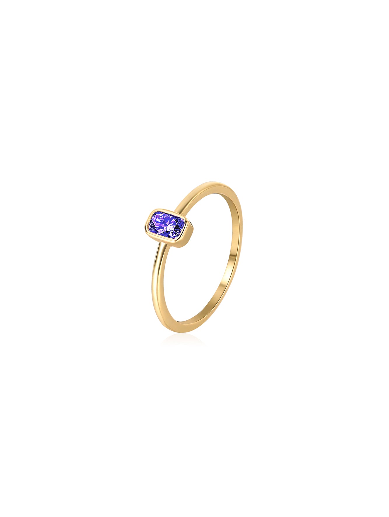 Minimalist Rectangle Cubic Zirconia Solitaire Ring