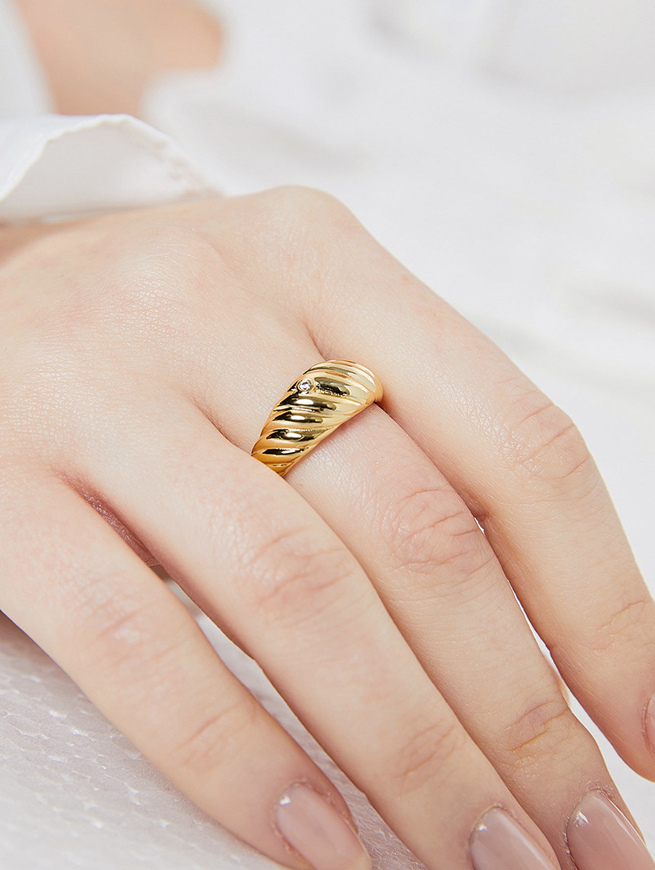 Vintage Chunky Horn Open Ring in 18K Gold-Plated Copper