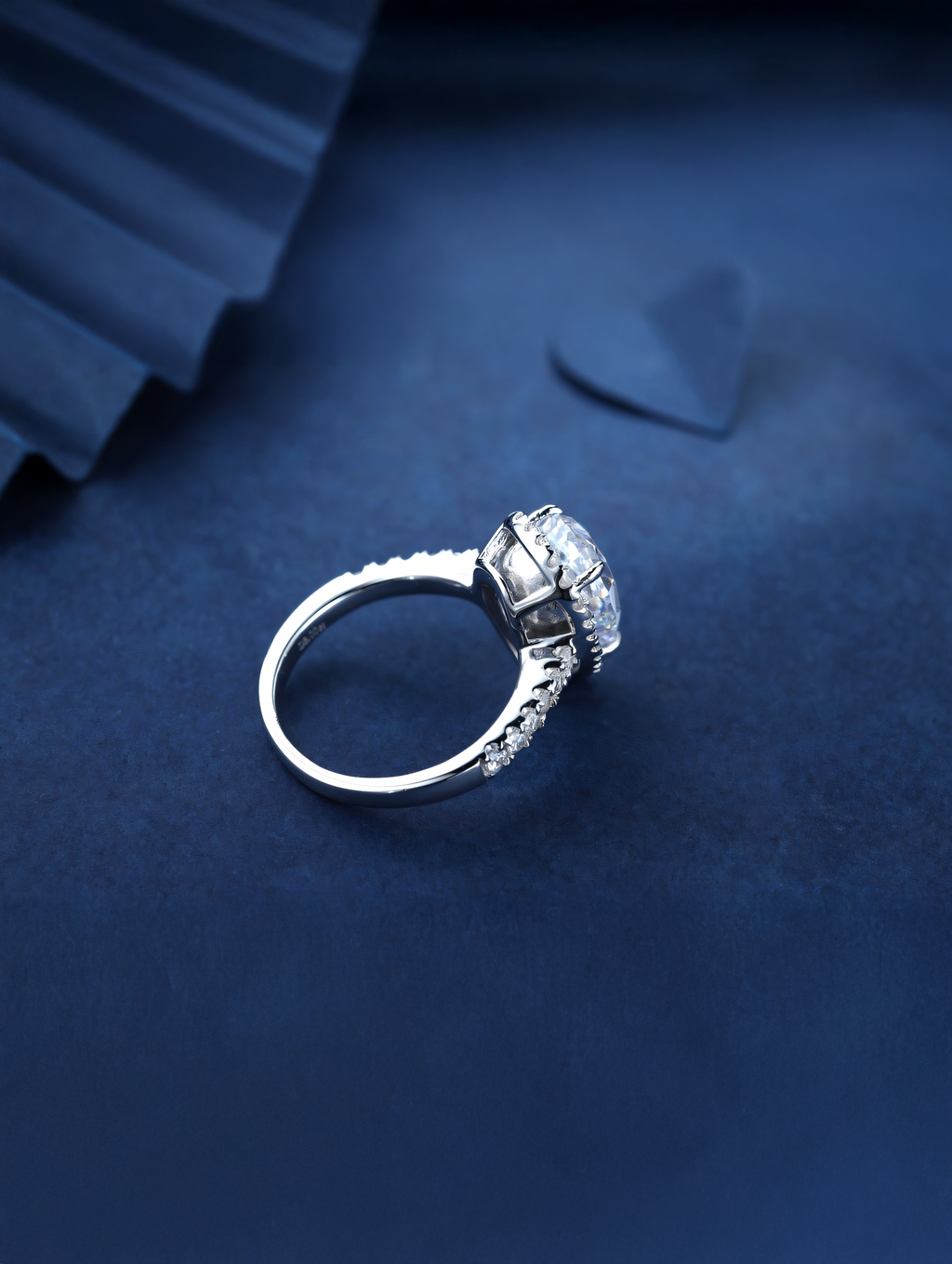 3ct Pear Cubic Zirconia Half Pavé Halo Ring